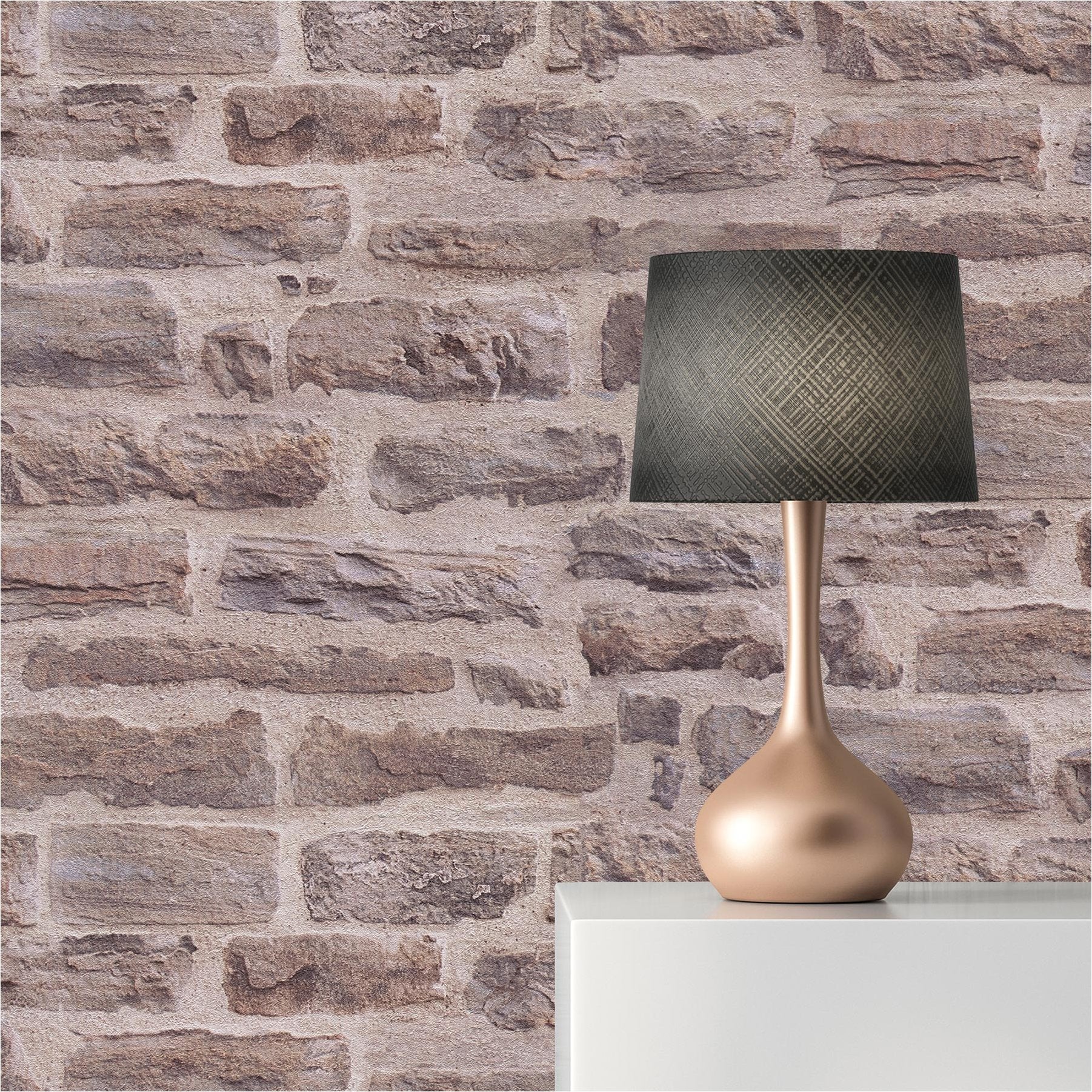Papier Peint Pierre Luano M1-No.88 Gris Blanc Pierre Mur Brique | Leroy