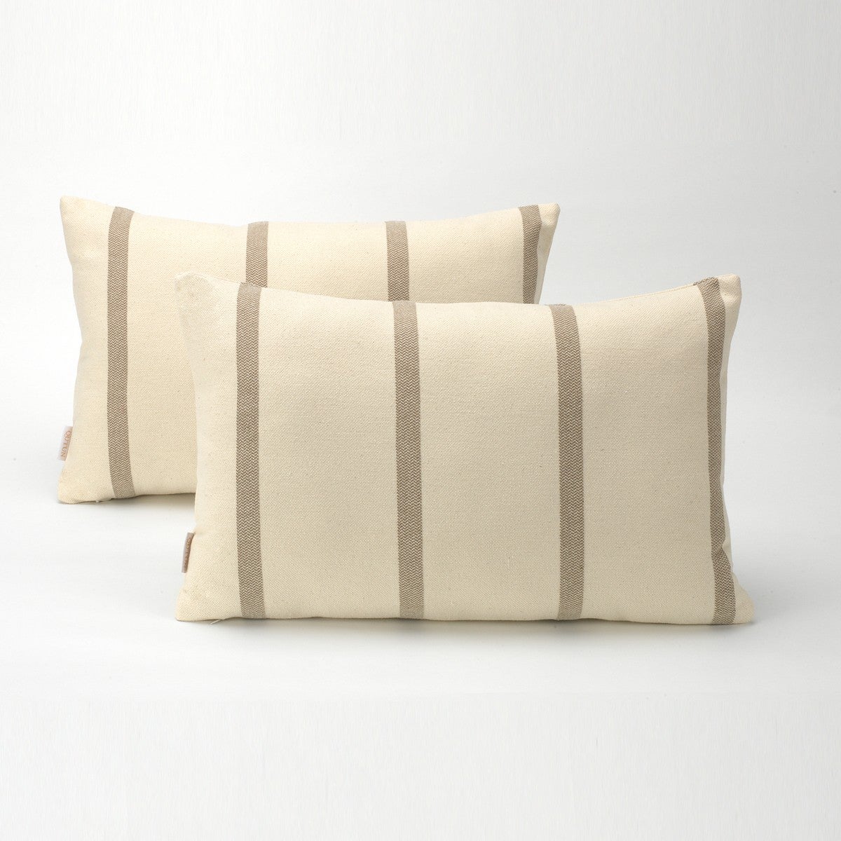 Funda cojín algodón reciclado ara color piedra - 30x50 cm (2 ud)