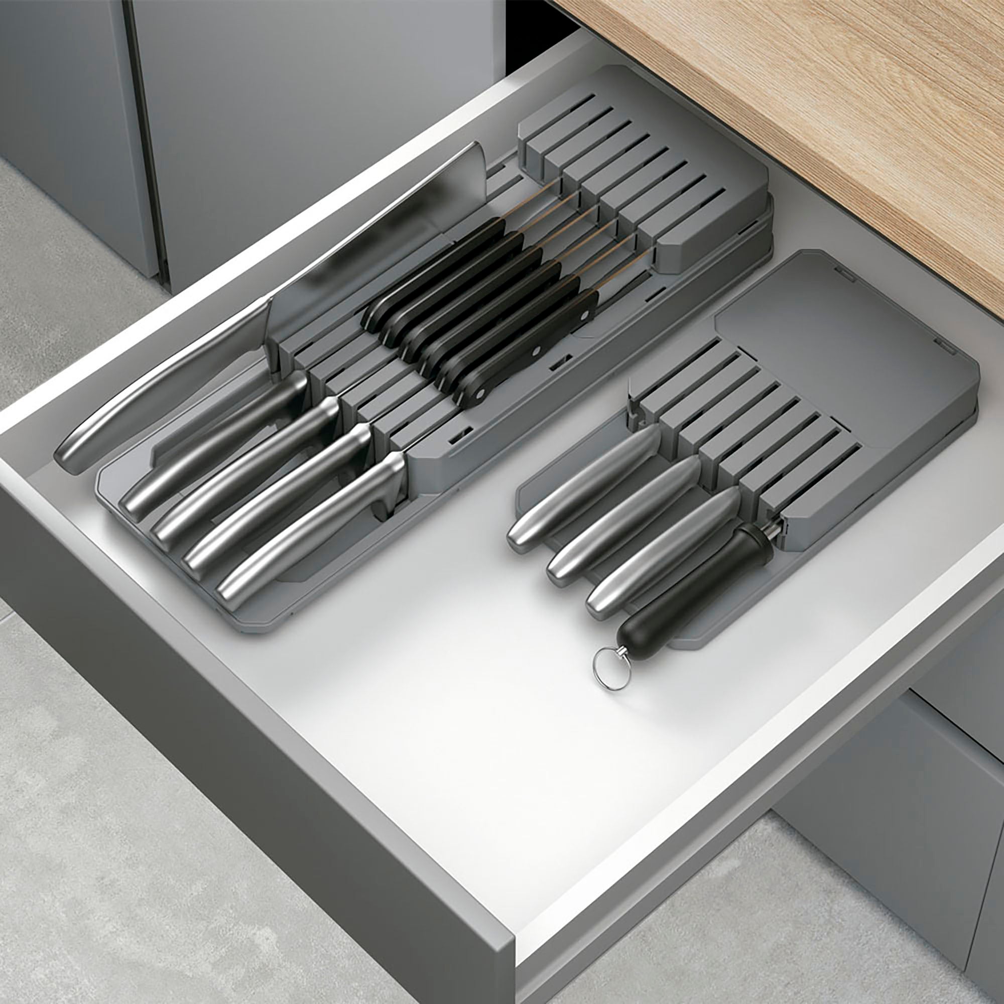 Metaltex BLADE FIT - Organizador Customizable (hasta 3 niveles o módulos independientes) de Cuchillos para Cajón o Sobre encimera - 3