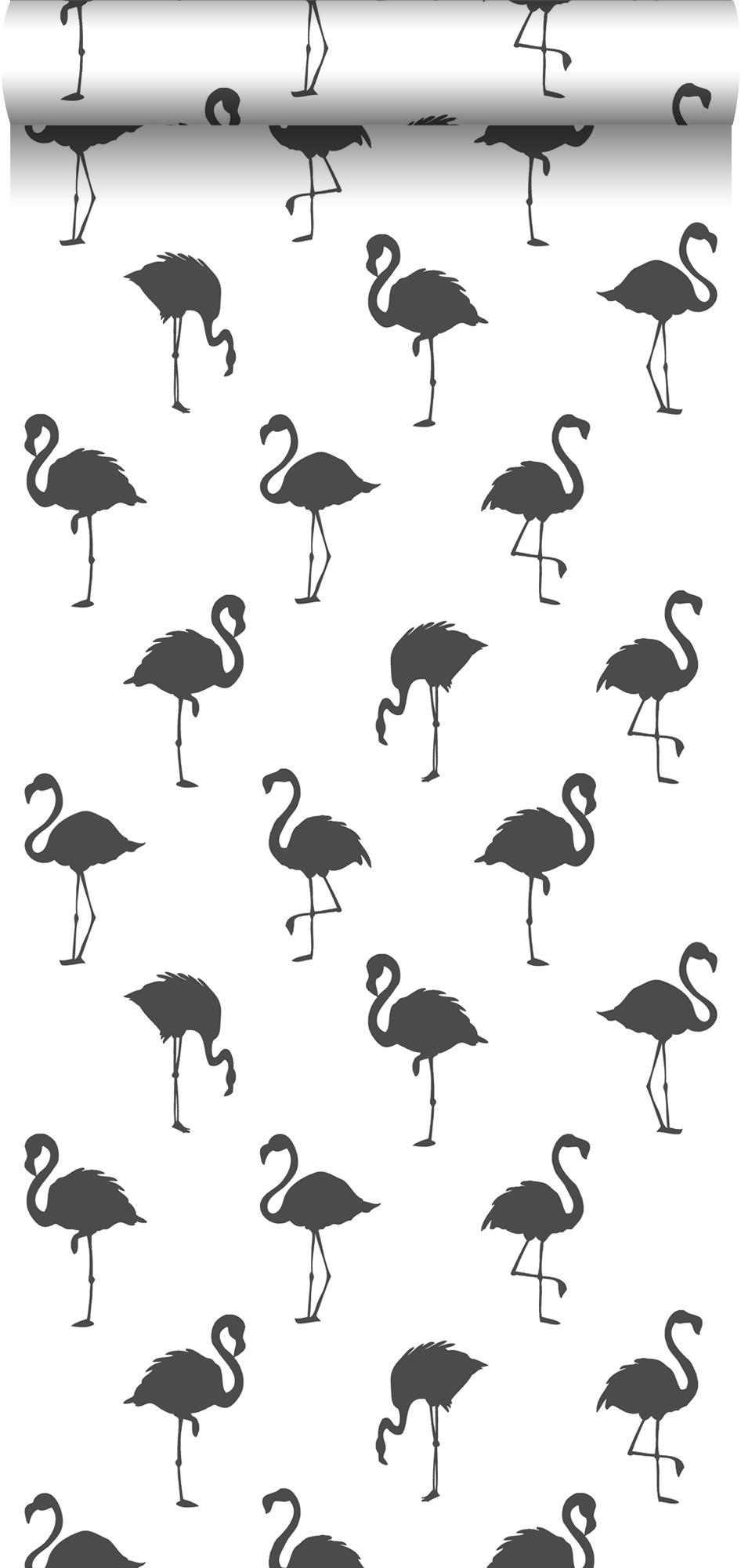 Papel pintado flamencos negro y blanco - 53 cm x 10.05 m - estahome