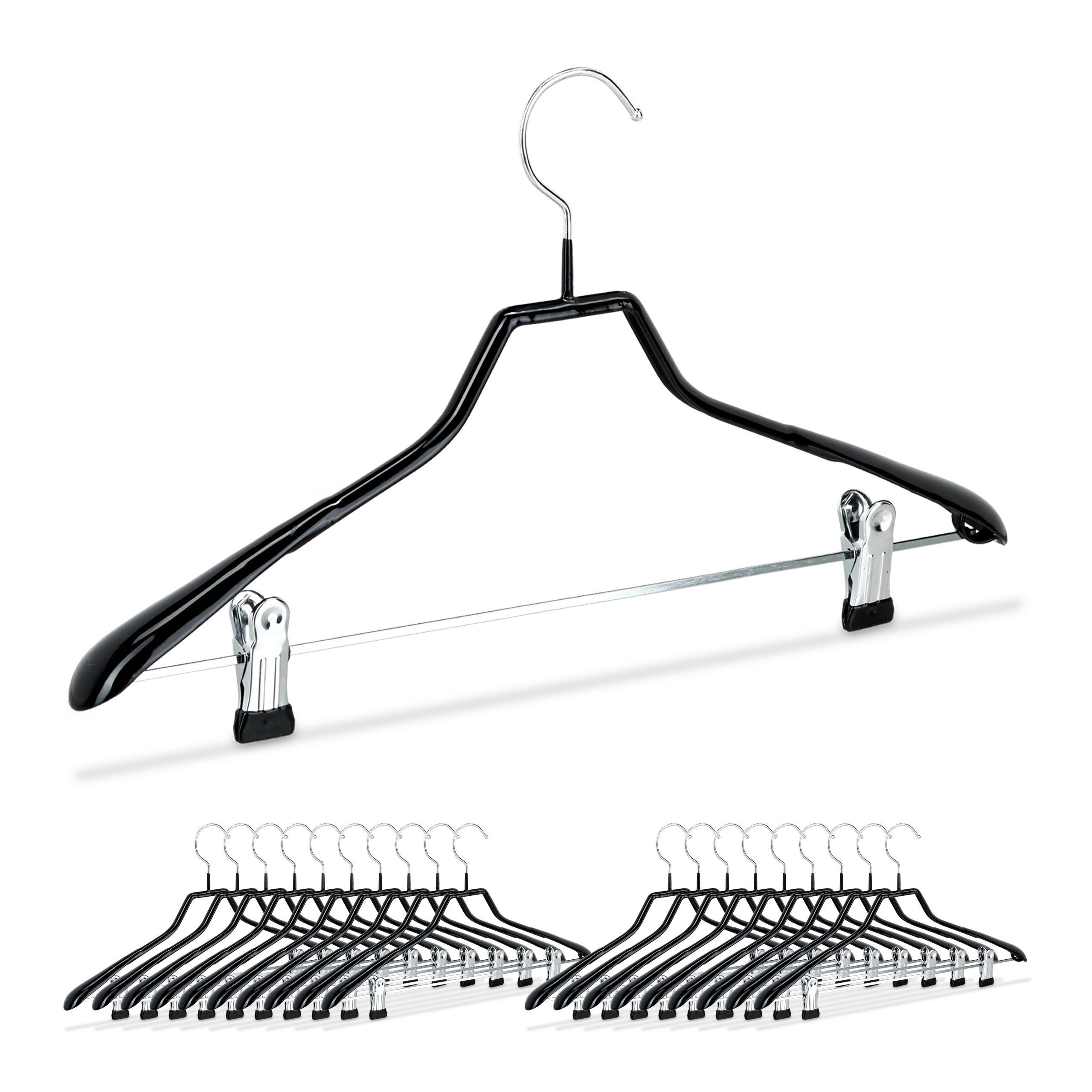 Perchas Ropa Relaxdays Pack de 20 Perchas Ropa Antideslizantes con Pinzas, Metal y ...