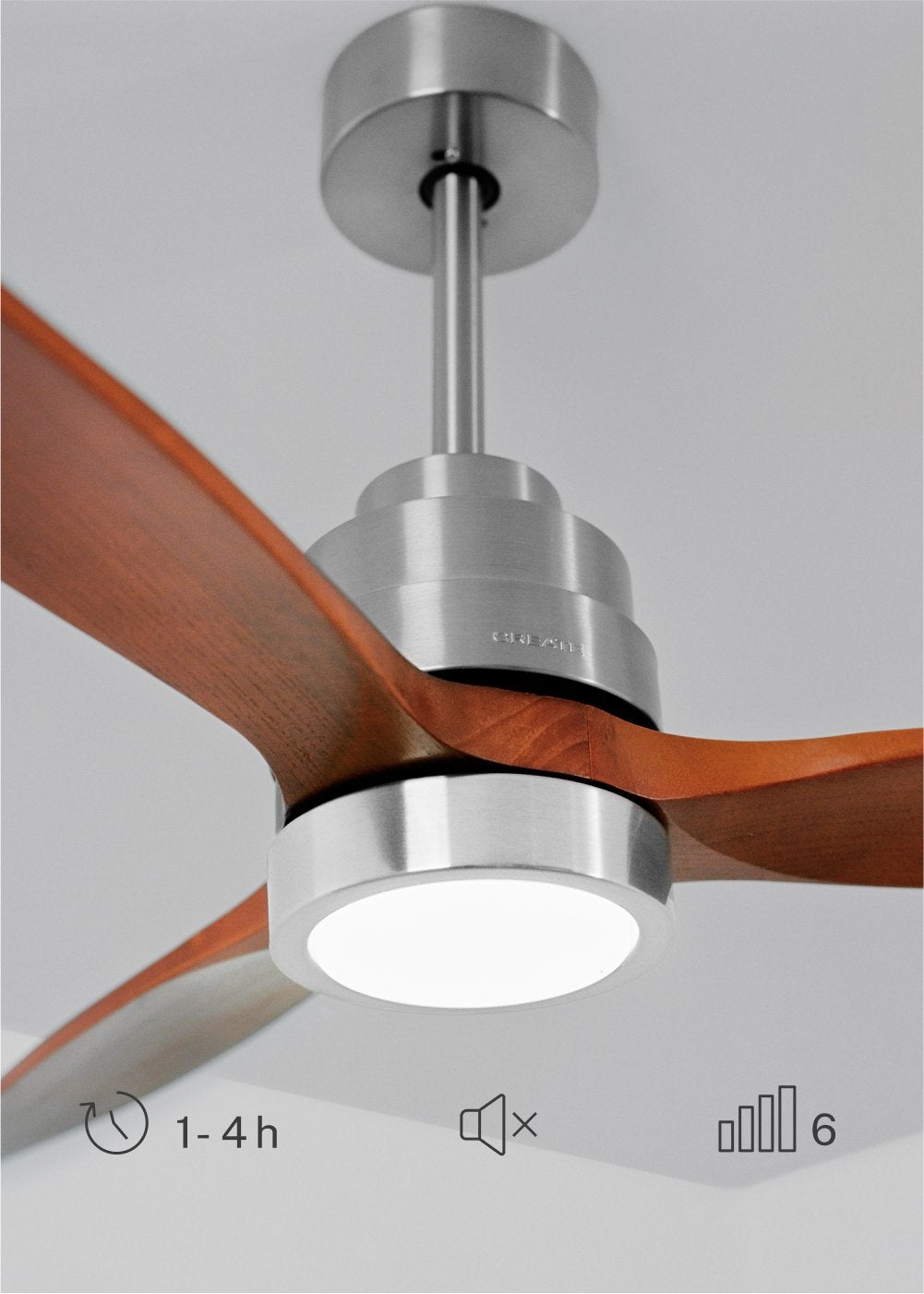WIND STYLANCE M - Ventilateur de plafond 40W silencieux 100% bois Ø 132 cm avec eclaraige sans wifi - 6