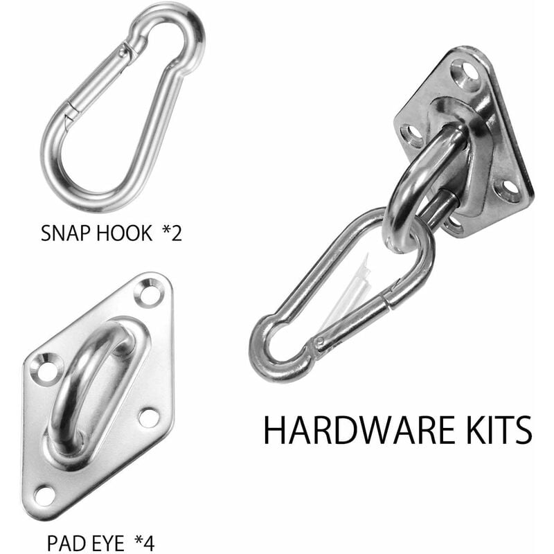 Kit de fixation de voile d'ombrage-Kit en acier inoxydable 304, accessoires de fixation de matériel de voile d'ombrage, tissu d'ombrage triangulaire - 4