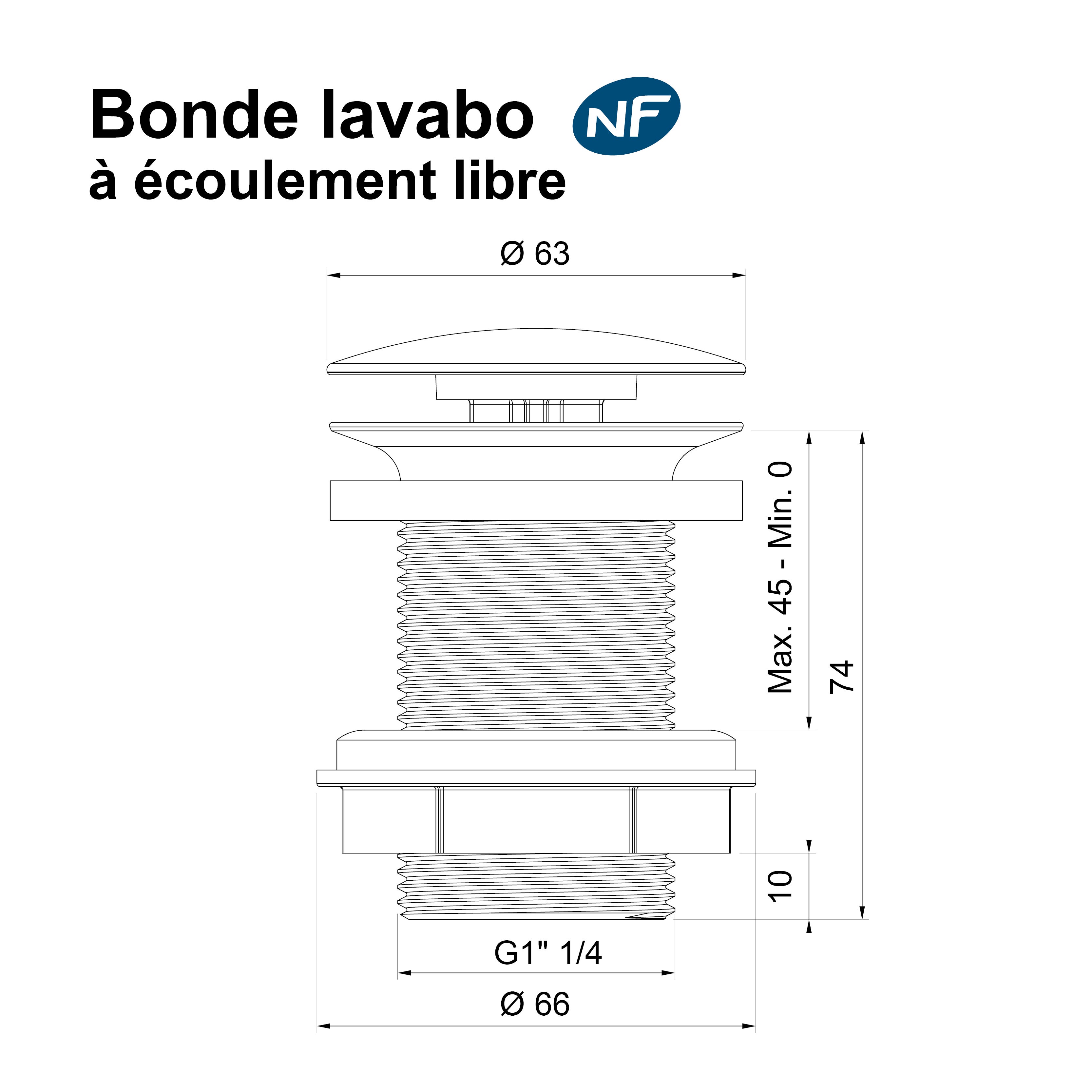 Edouard Rousseau - Bonde de Lavabo à écoulement libre - Sans trop plein - Certifié NF - Chromé - 3