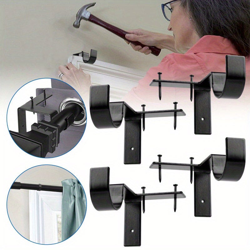 2 Supporti Per Asta Tenda In Ferro, Regolabili Da 88 A 115 Mm, Colore Bianco, Con Viti E Tasselli Inclusi, Per Tende E Bastoni