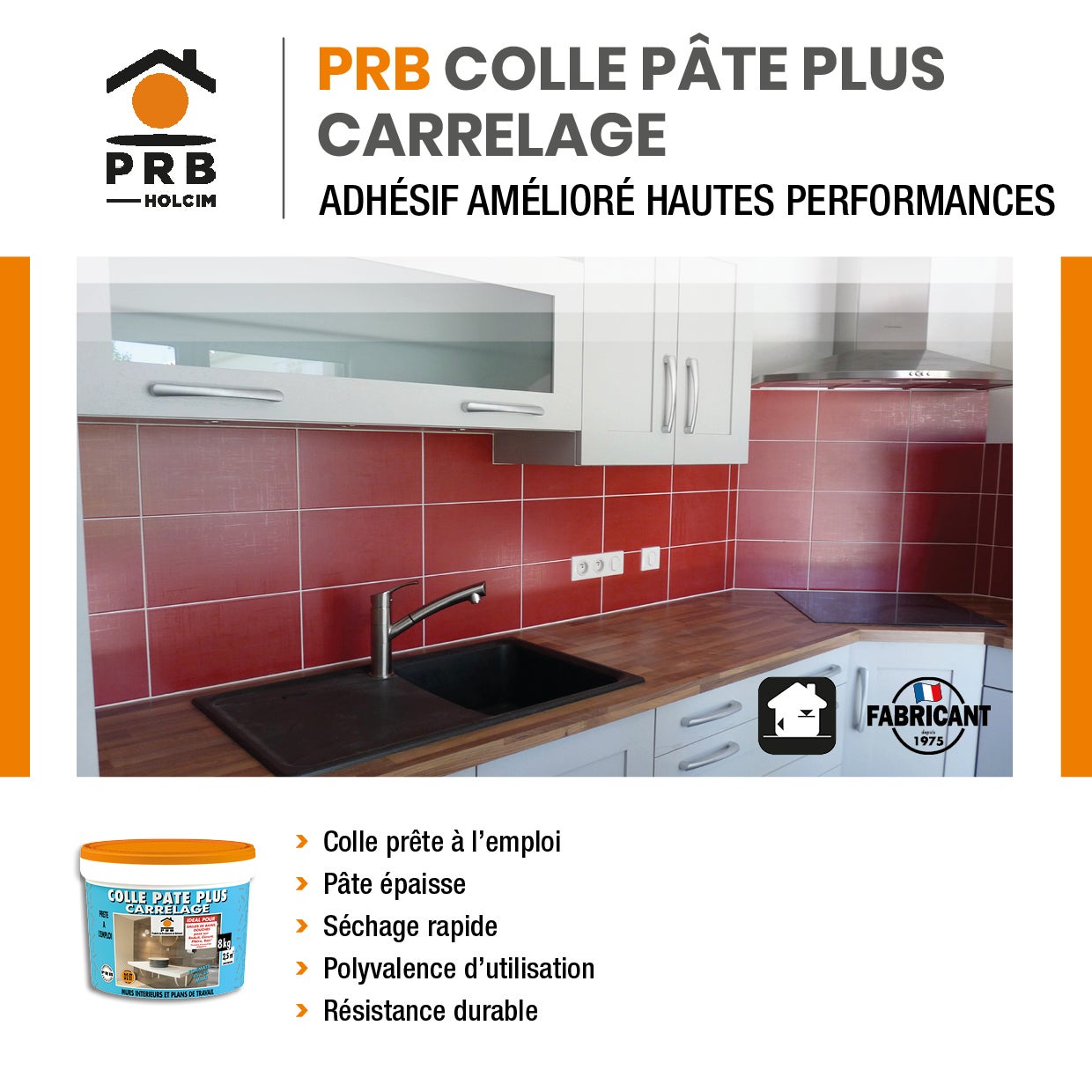 Colle Pâte Plus Carrelage 8kg - Prête à l’Emploi, Haute Adhérence - Pose de Carrelage Mural Intérieur - Tous Supports Standards - 2