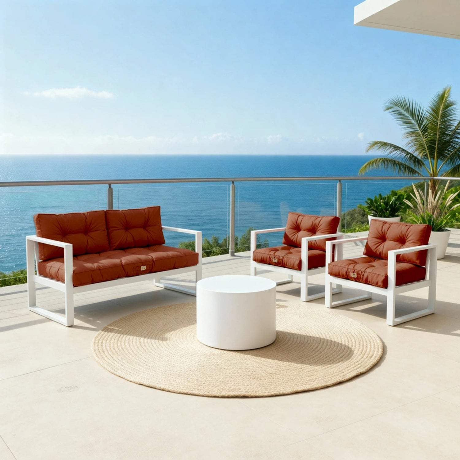 Coussins pour salon de jardin capitonné 120x60cm Terracotta - 3