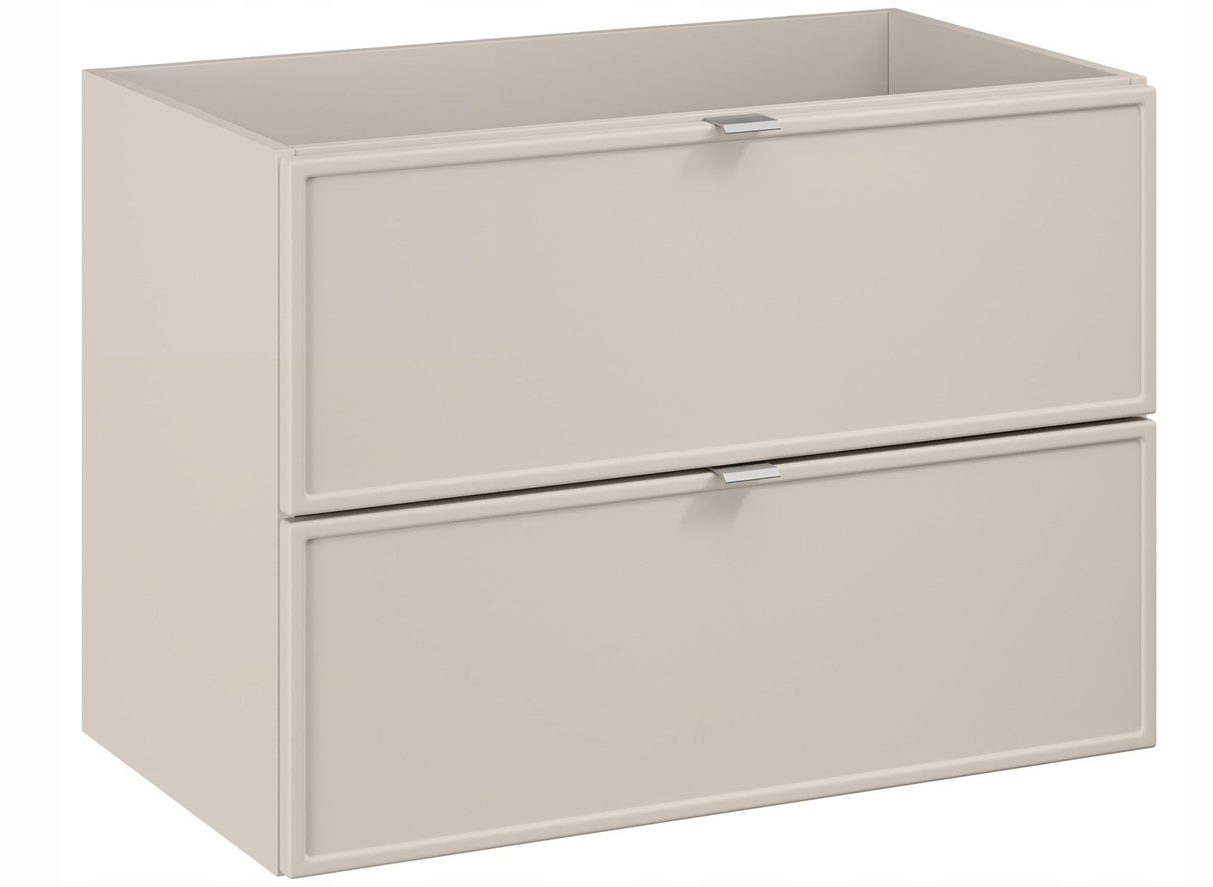 Szafka pod umywalkę BELLA 80 cm kaszmirowa wisząca frezowany front 2 szuflady