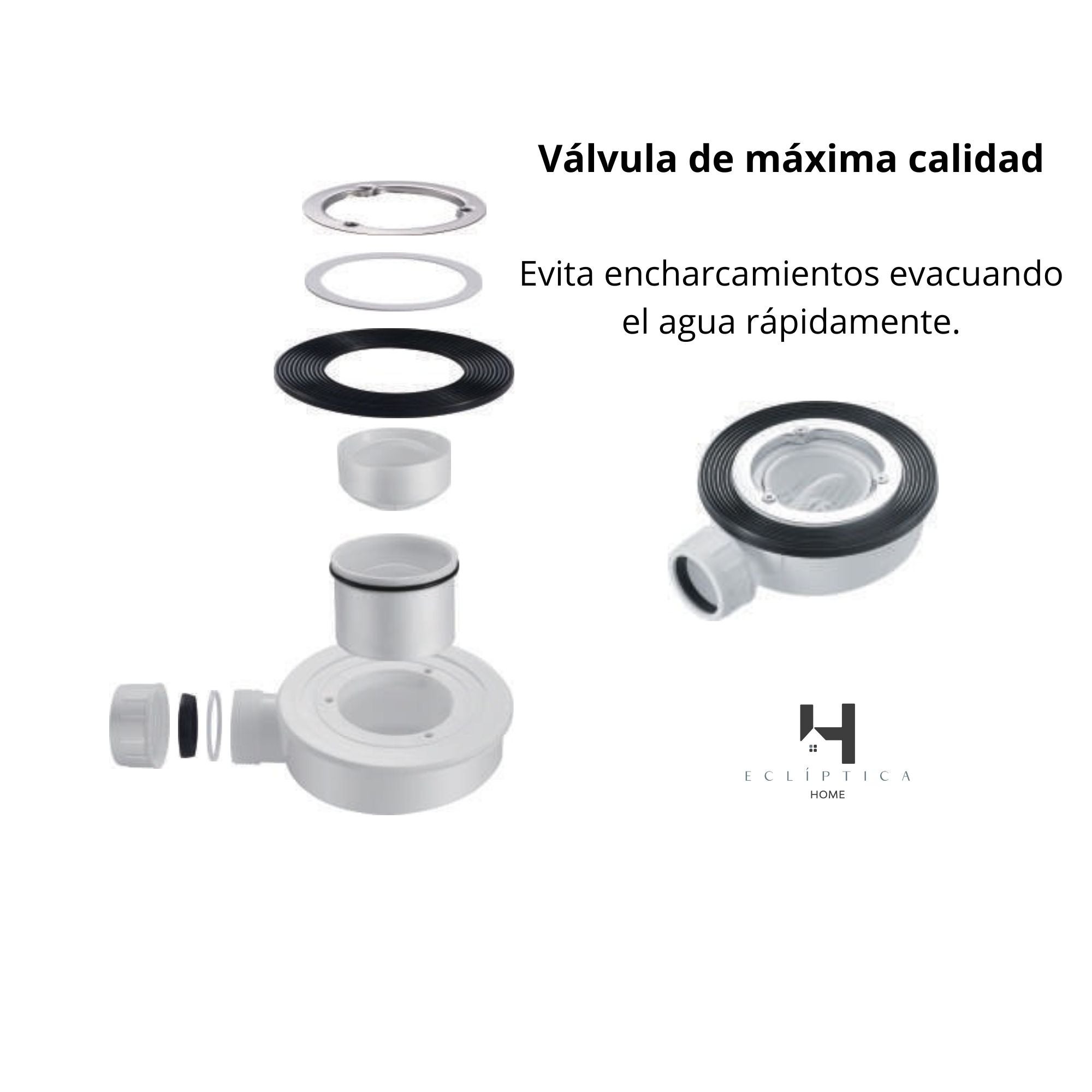 Plato Ducha Resina TITAN- Antideslizante Extraplano Ultraligero Textura pizarra Color Blanco 70X130 CM-Valvula+Rejilla Inox - 7