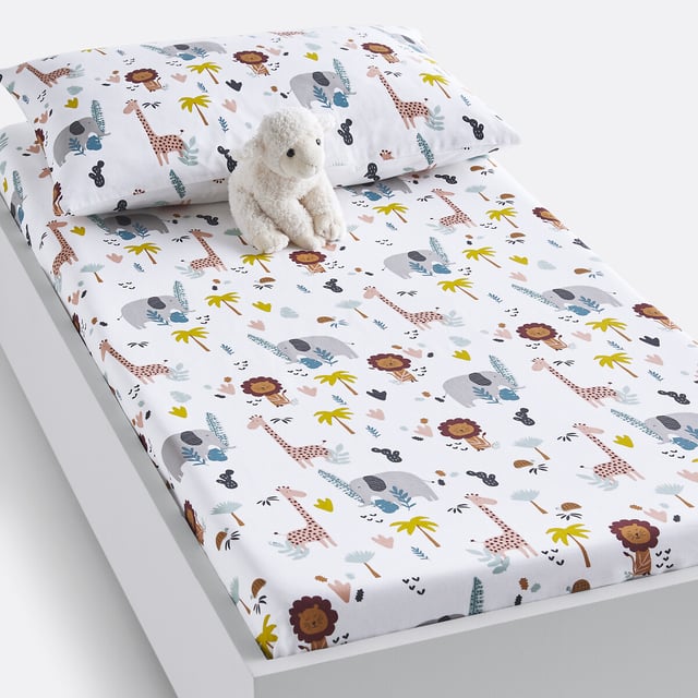 Drap-housse bébé coton bio bonnet 17 cm, Henri - Imprimé - 70 x 140 cm