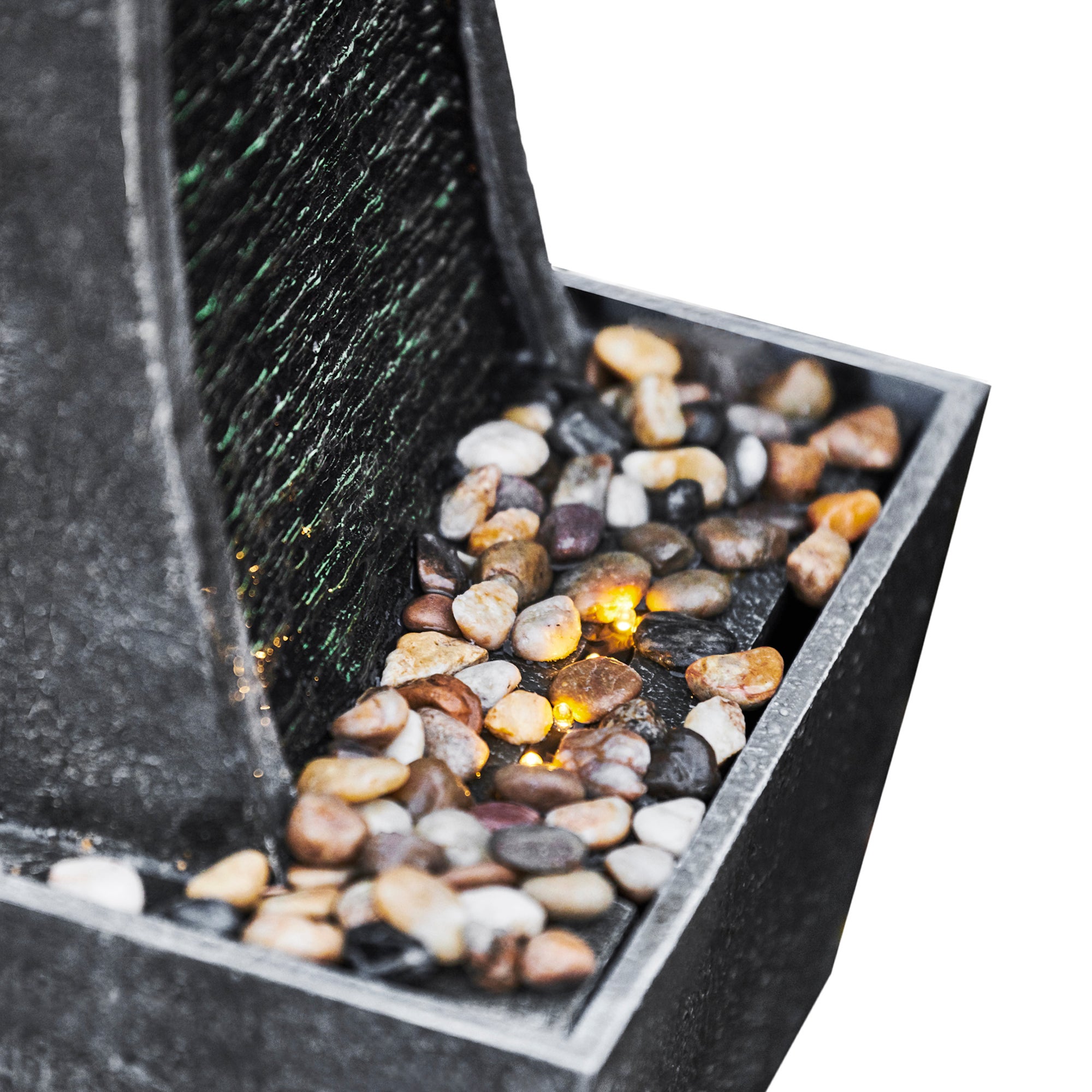 Fontaine de jardin cascade extérieure pompe LED intégrée, Noir TEAMSON HOME - 7