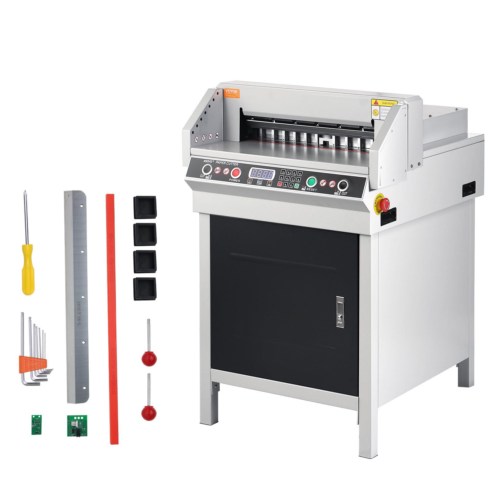 Mașină electrică VEVOR de tăiat hârtie 450 mm, Mașină electrică de rotunjit colțuri Grosime de tăiere 40 mm Poziționare panou LCD Lumină infraroșie