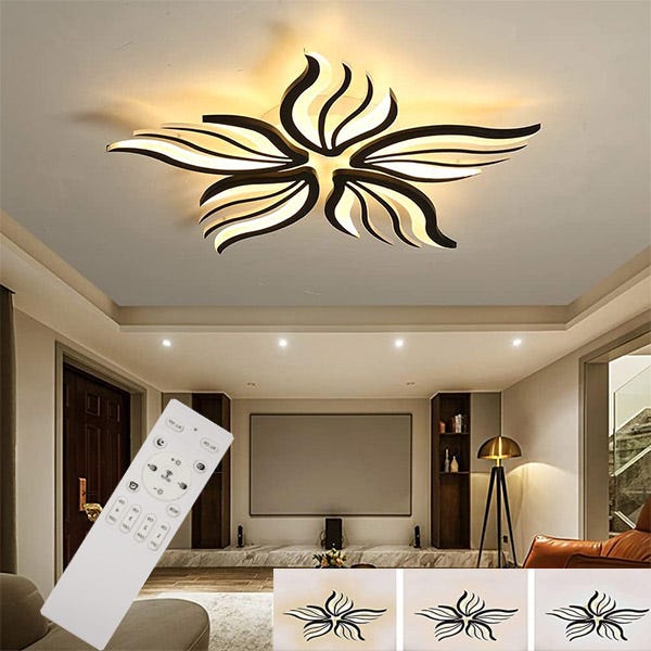 Lampada Da Soffitto LED Dimmerabile Classica Rotonda Plafoniera Per Soggiorno, Elegante Design Illuminazione Da Soffitto Moderna Per Camera Da Letto Con Telecomando, Isola E Scale (diametro 80 Cm - Foto 8