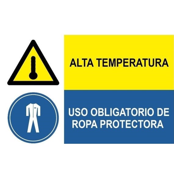 Señal combinada Alta temperatura Uso obligatorio de ropa protectora ...