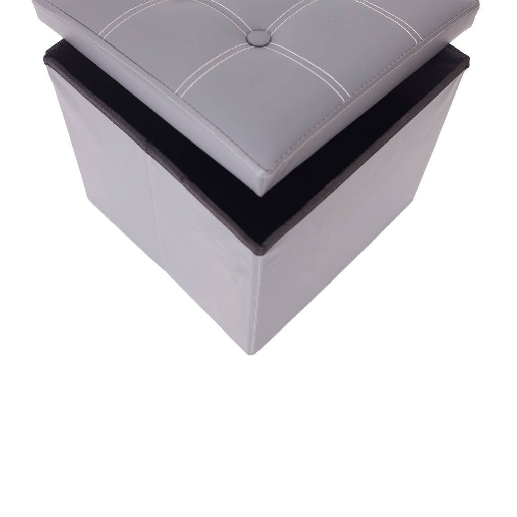 Puff Container Rebecca Mobili Tronco Desenho cubo cinzento para pés 30x30x30 - 6