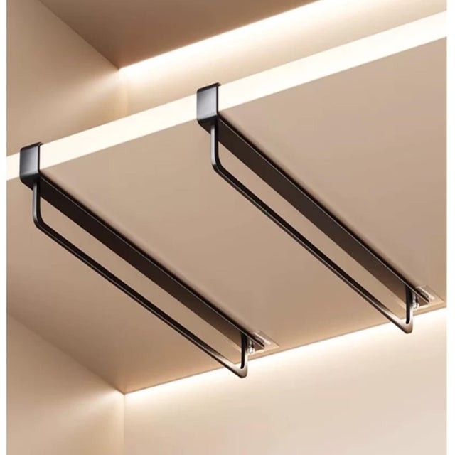 BEXTCOK Tringle à vêtements télescopique en alliage d'aluminium, barre de penderie robuste sans perçage, barre de rangement pour armoire(blanc, 50 cm)