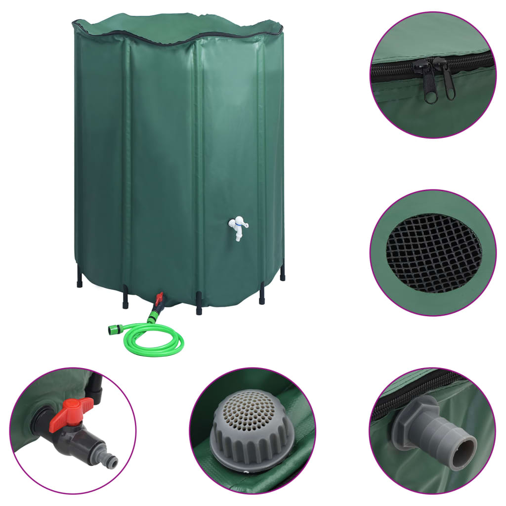 Réservoir pliable d'eau de pluie avec robinet, 1000 L, pour le jardin - 2