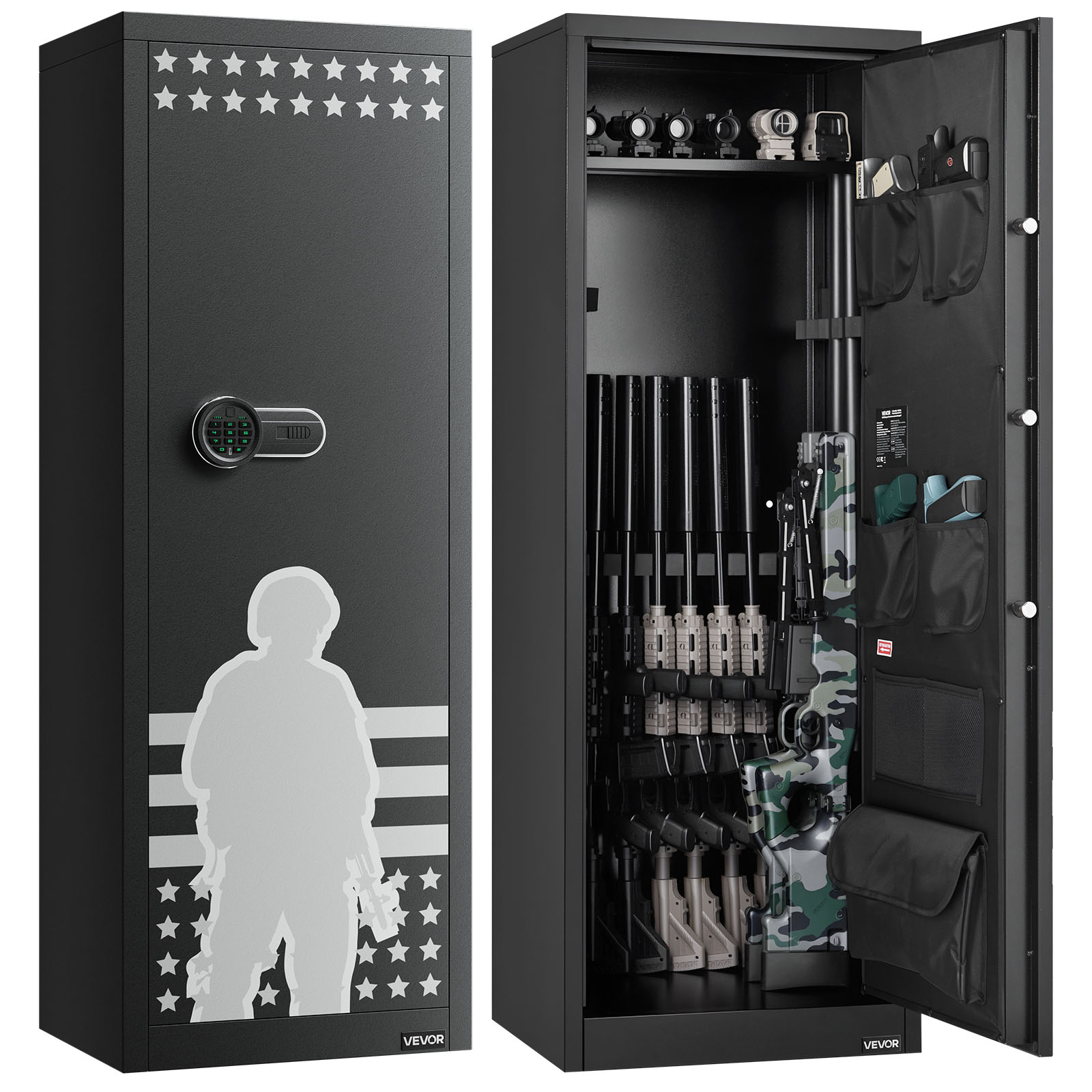 Armoire Coffre-fort VEVOR Pour 10-12 Fusils - Sécurité Par Clé Et Mot De Passe - Neuve