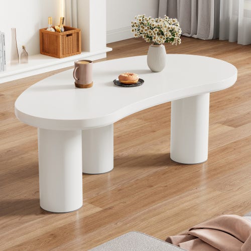 Table basse de salon blanc, plateau en MDF et pieds en PVC, pour salon ...