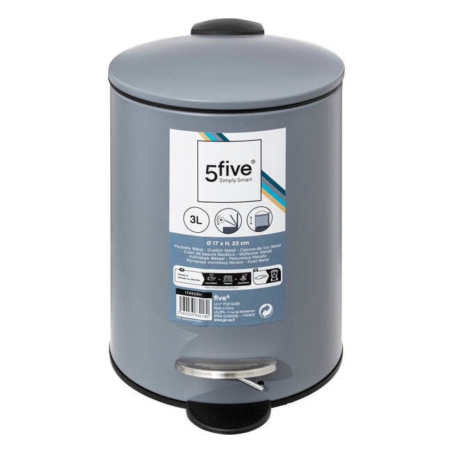 Cestino Metallo 3L Five - Soft Close, Colore Bianco - Foto 2