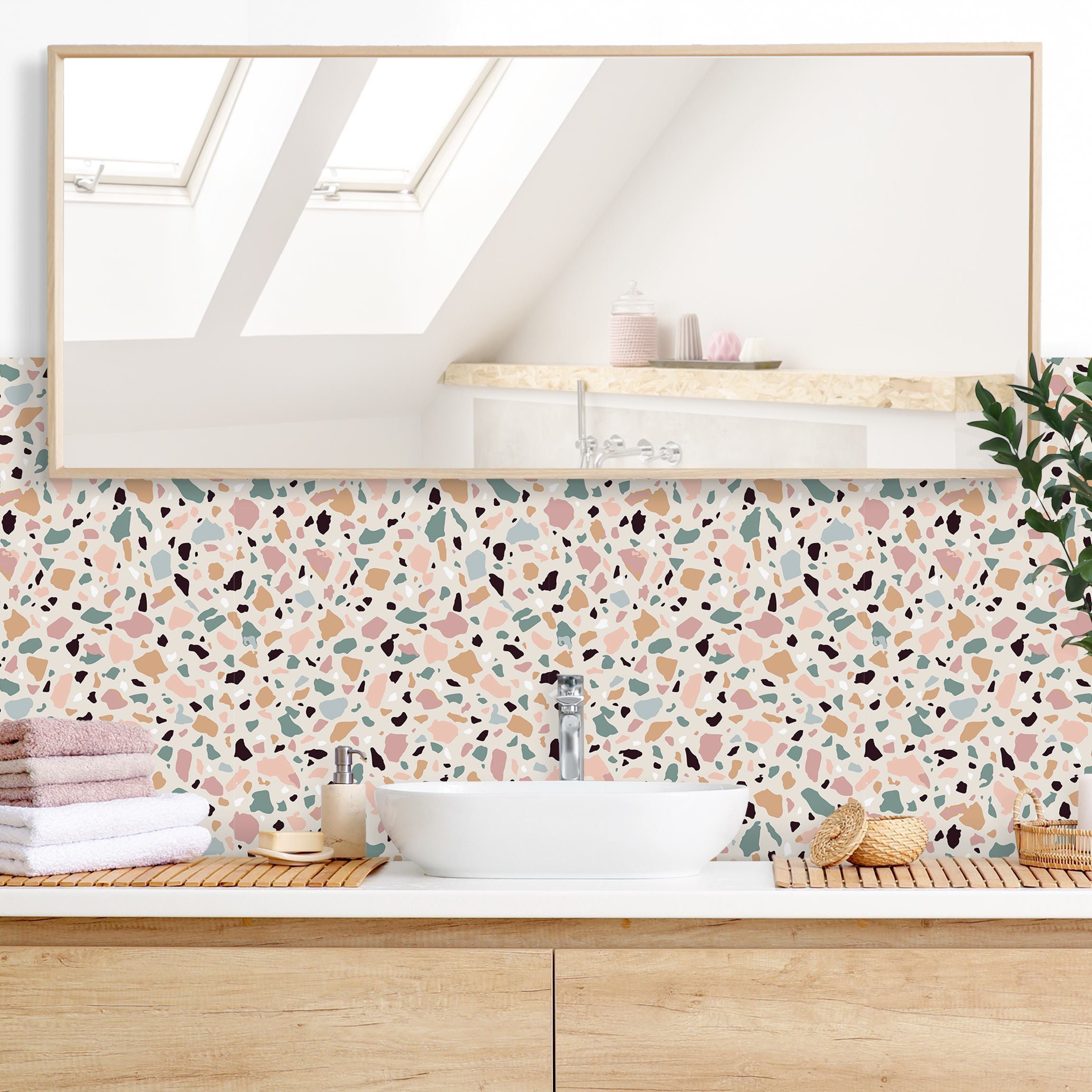 Pared Patterns Revestimiento de pared para baño - Terazzo Pattern Naples 100 x 50 cm ...