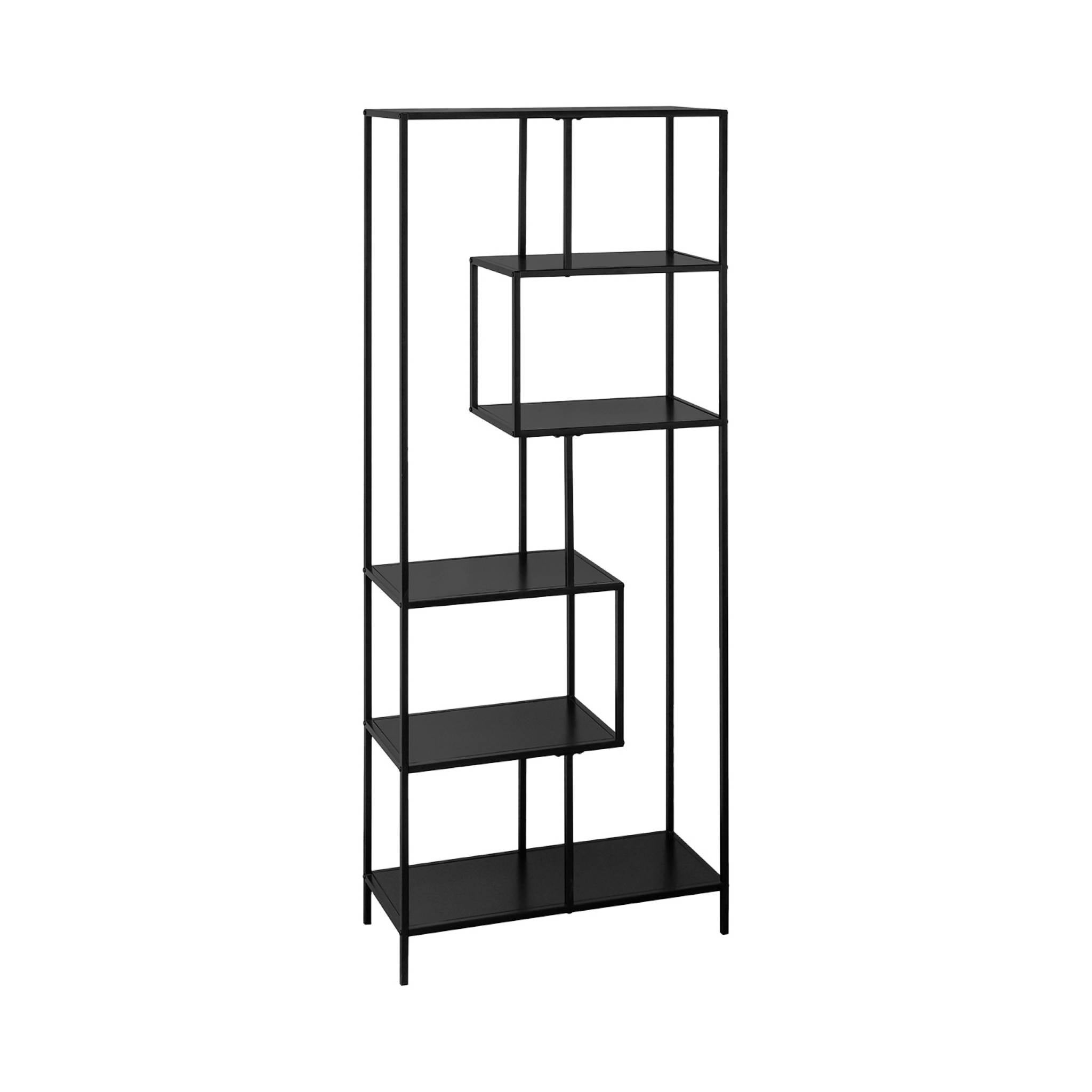 Libreria A 6 Ripiani Con Luci LED RGB | Scaffale Industriale Nero | BCBC611BK Per Soggiorno E Camera - 3