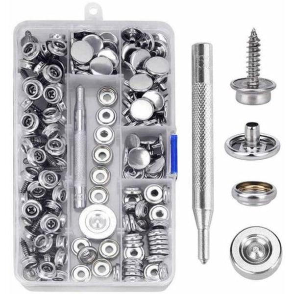 Rexhubro Kit De 20 Boutons-pression En Acier Inoxydable De 15 Mm