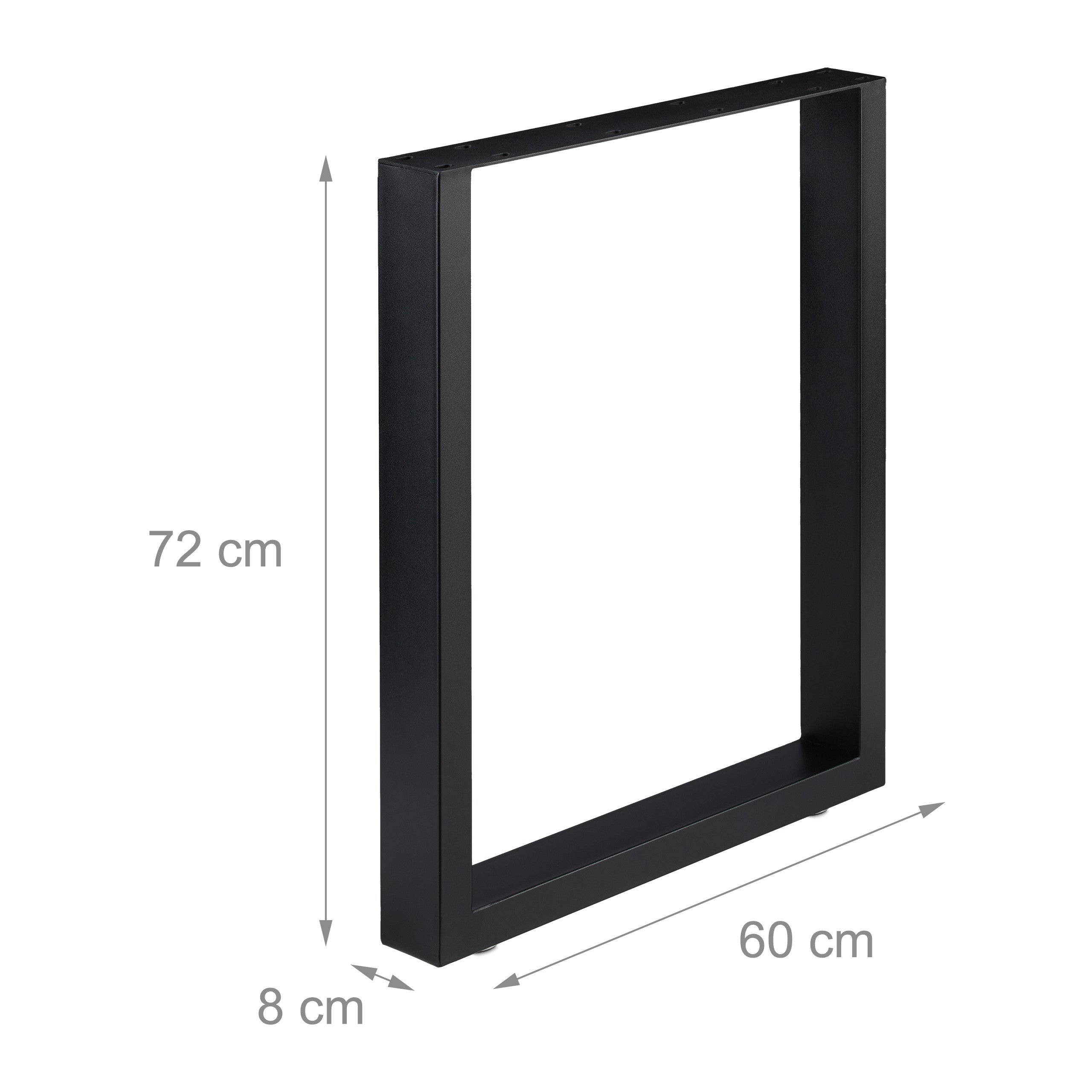 Pieds de table jeu de 2, BxH: 60x72 cm; supports métalliques, table basse, style industriel, noirs, Relaxdays - 4