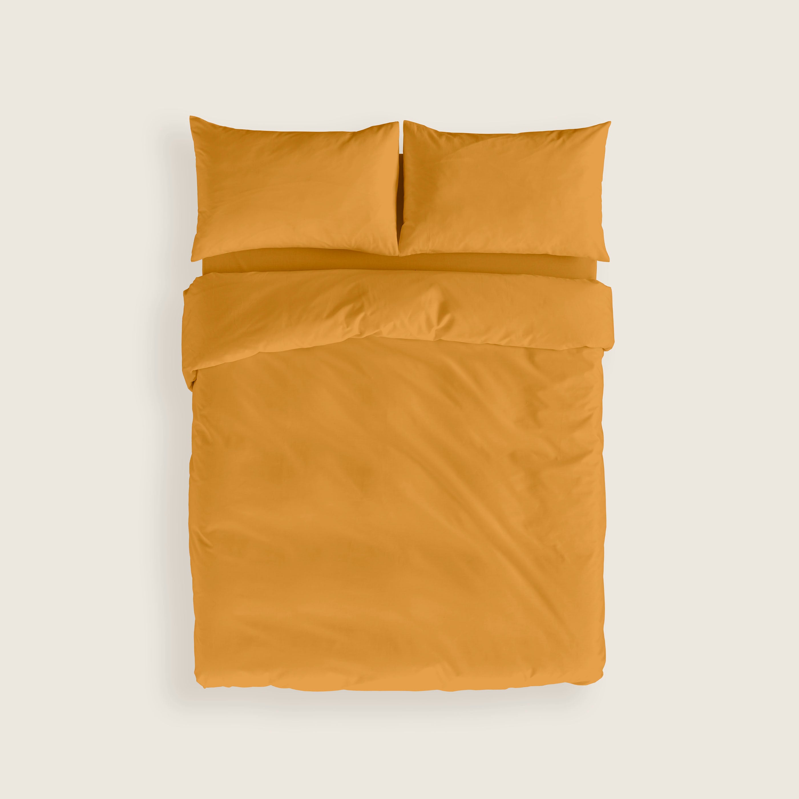 NATURALS - Housse de Couette Unie Lit 90 - Fermeture avec Boutons - 100% Coton - Inclut 1/2 Taies d’Oreiller - OCRE - 3