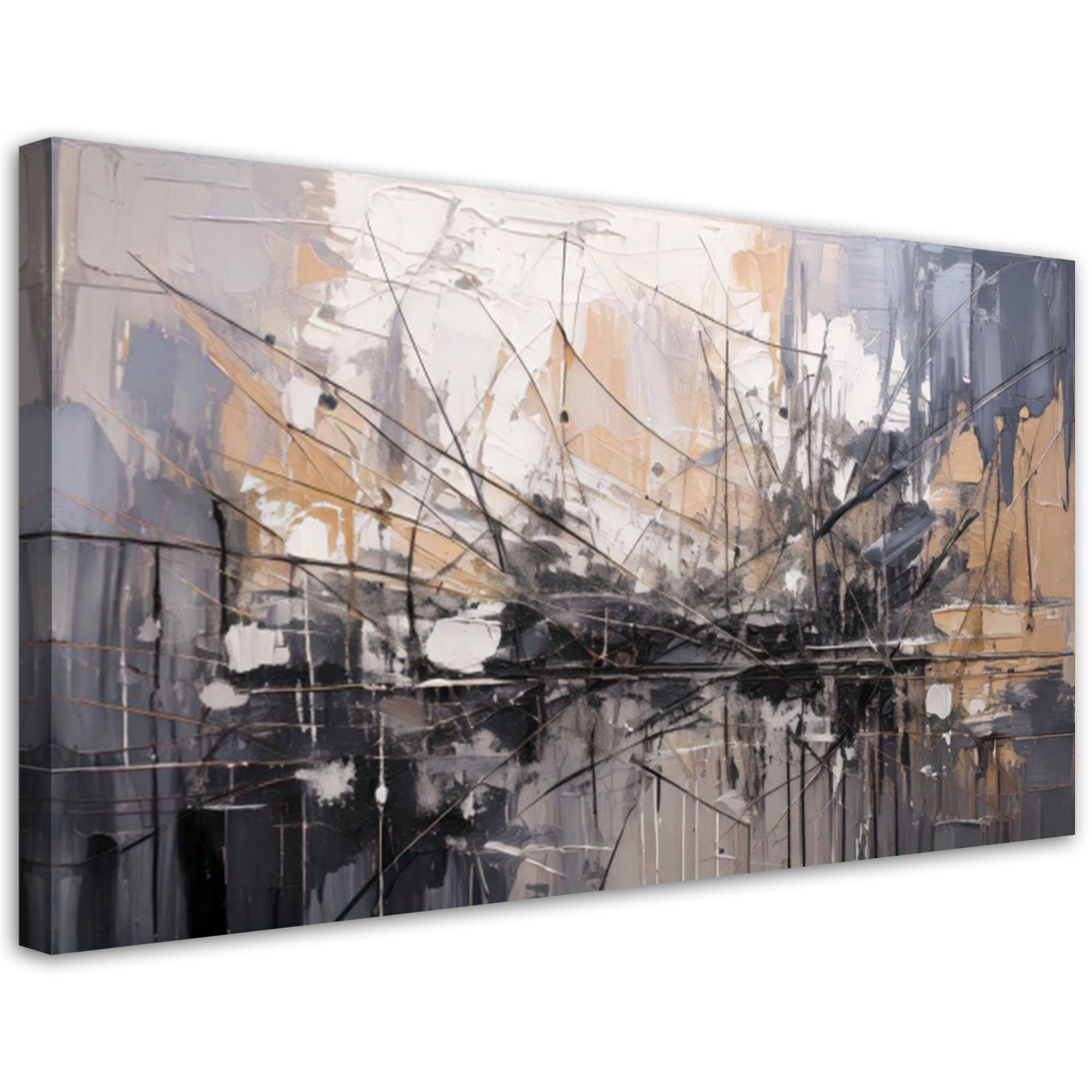 Obraz do sypialni abstrakcja linie szary 80x40