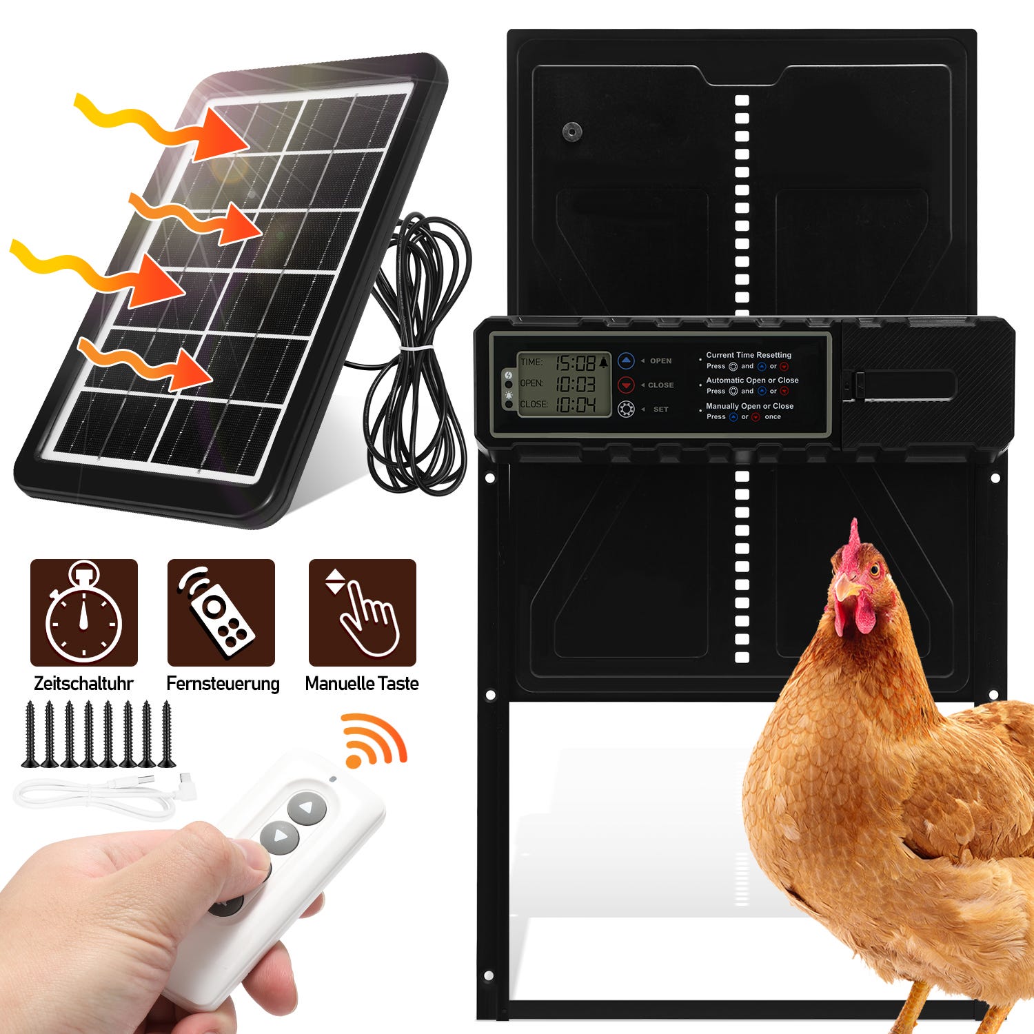 Porta Automatica Pollaio Con Timer - Alluminio Resistente, Apertura/Chiusura Programmable - Foto 9