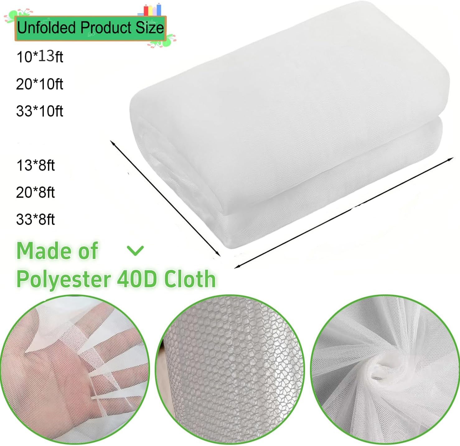 Moustiquaire 3mx3m MAILEKT Filet Pour Arbre Fruitier, 180 X 180 Cm Filet De Protection Filet Anti Grele