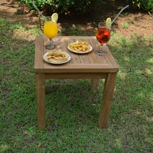 Table basse d'appoint carrée en teck massif Coffee 45 x 45 cm