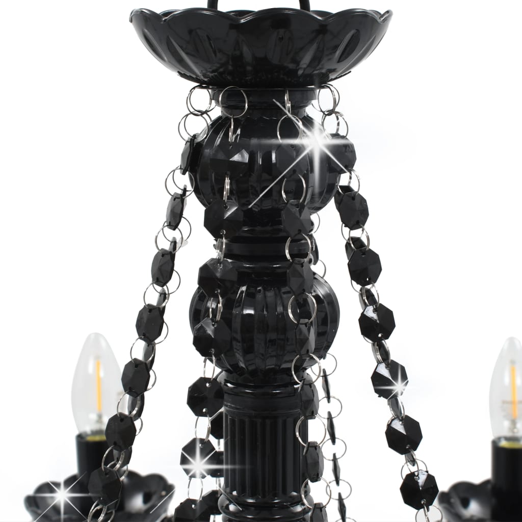 vidaXL Lustre à perles Noir 8 ampoules E14 - 7