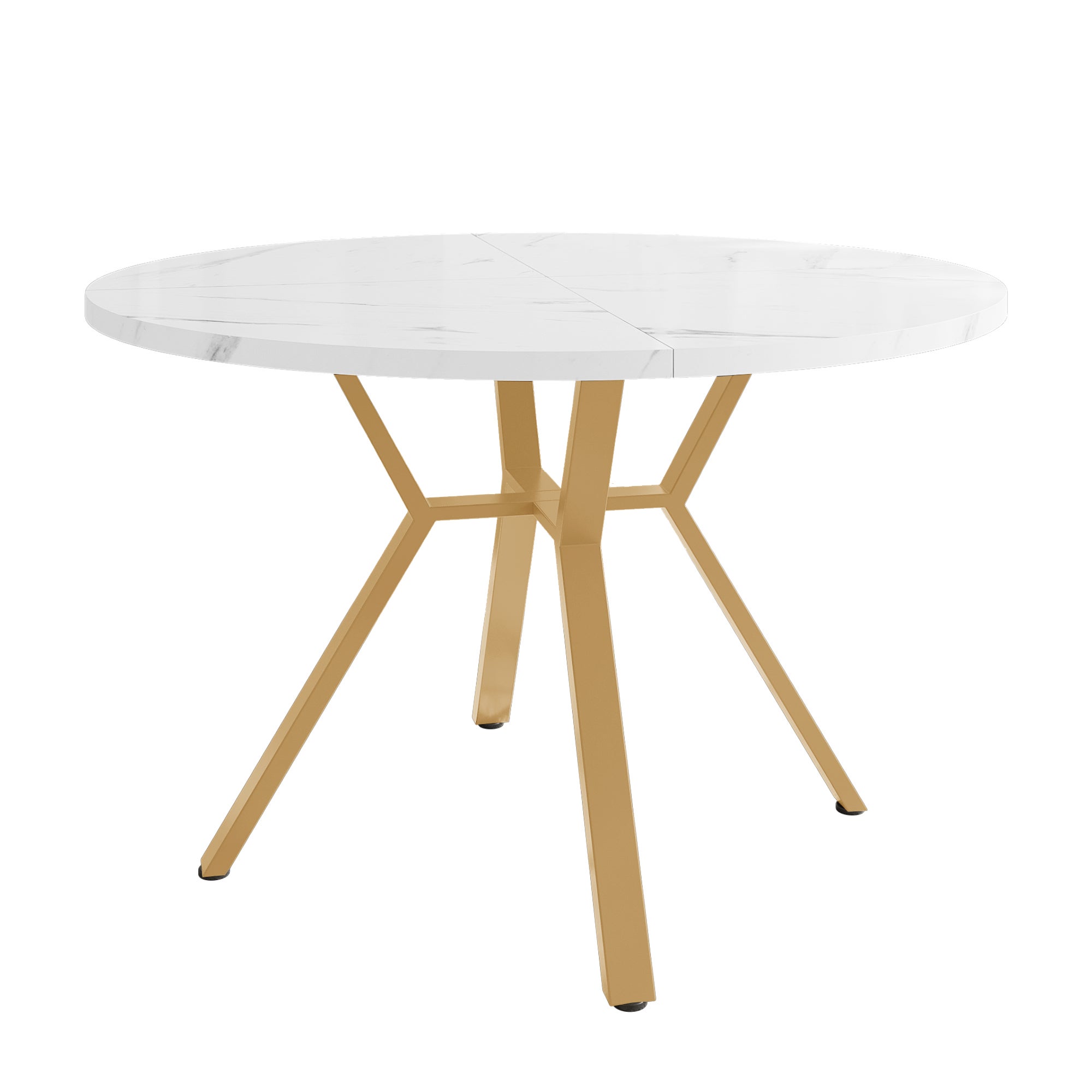 Table ronde marbre 1m dorée, base X noire, stable, indispensable maison ...