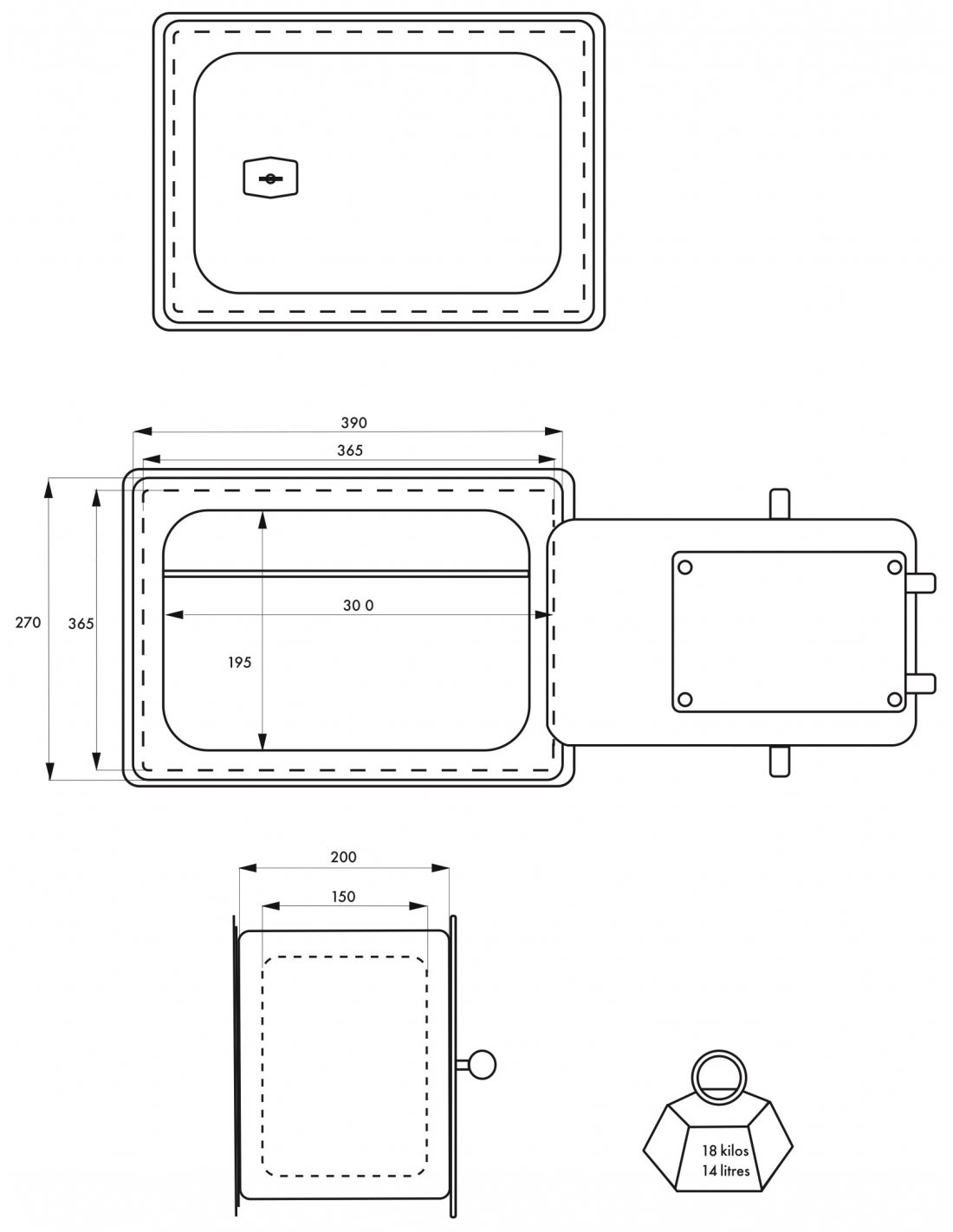 Coffre-fort 4 pênes 270x390x200 mm avec 2 clés FALAISE Thirard - 6