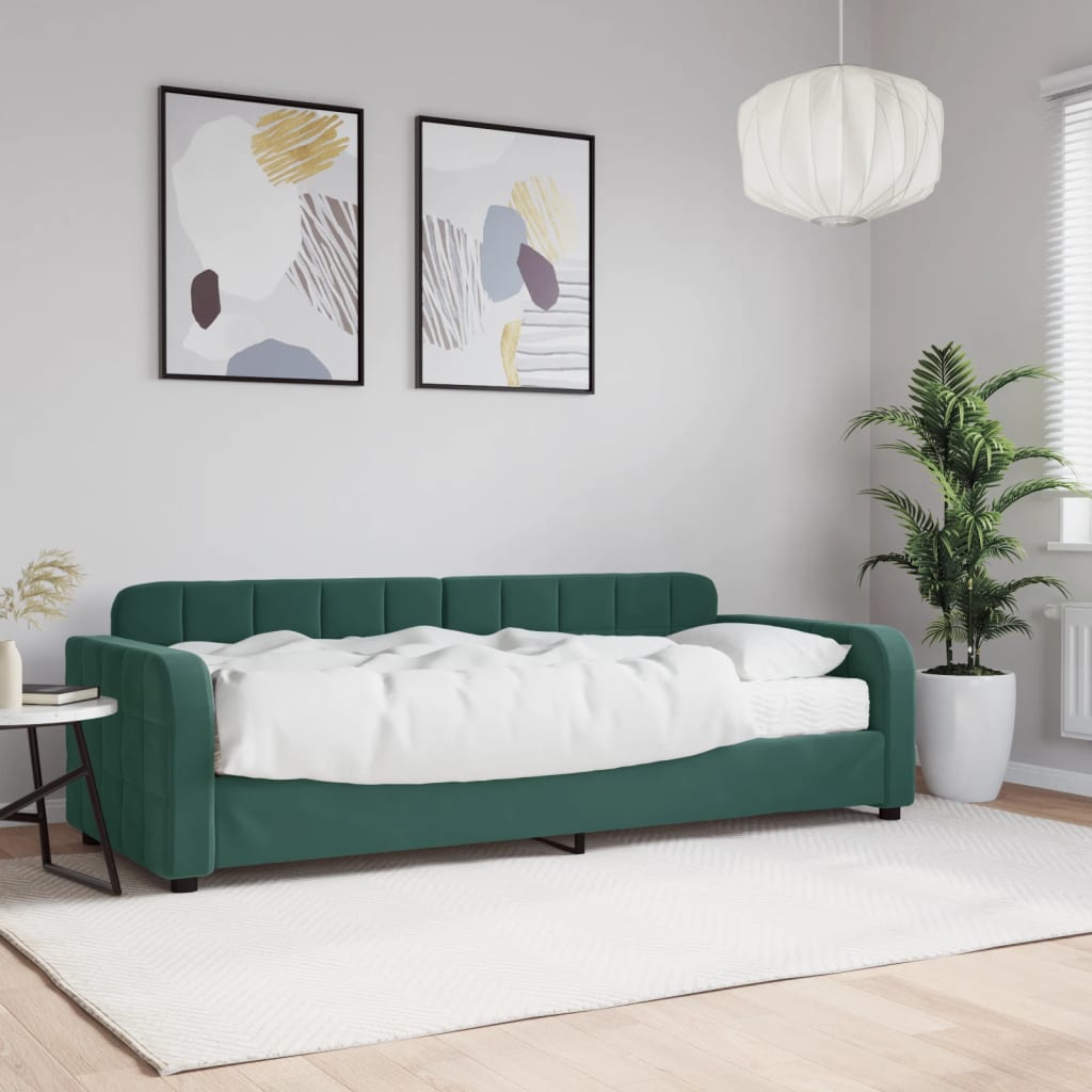 Maison exclusive - sofá cama con colchón terciopelo verde oscuro 80x200 cm