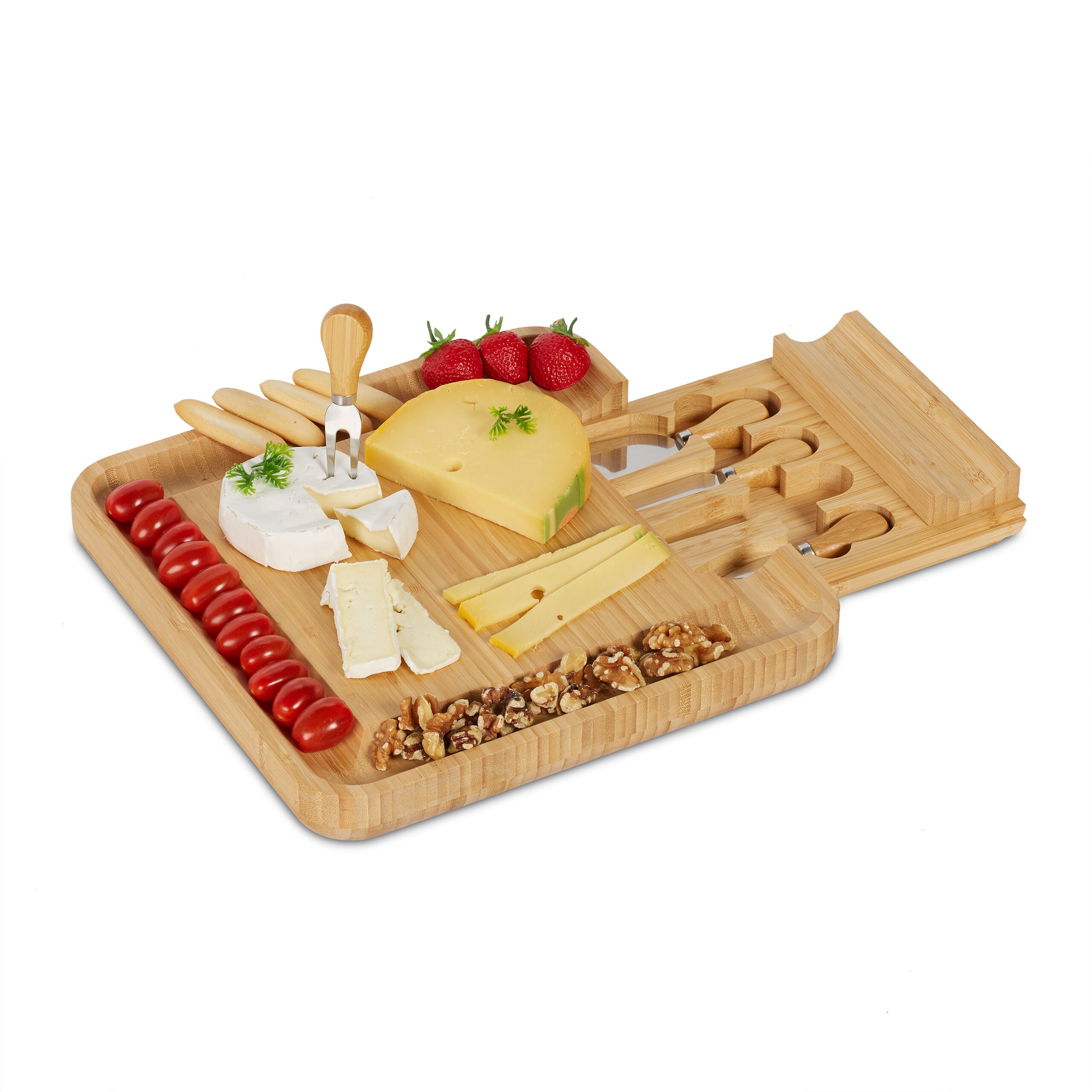 Vassoio Per Aperitivo In Bambù, 33x33x2.5 Cm, Per Formaggi, Salumi E Snack, Naturale E Antibatterico - 3
