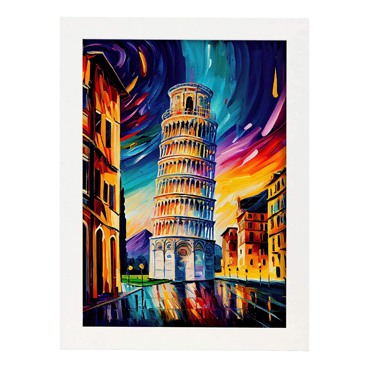 Nacnic poster de torre de pisa en estilo pintura al óleo ilustraciones de monumentos en estilo fotográfico a todo color diseño y a3 marcos blanco