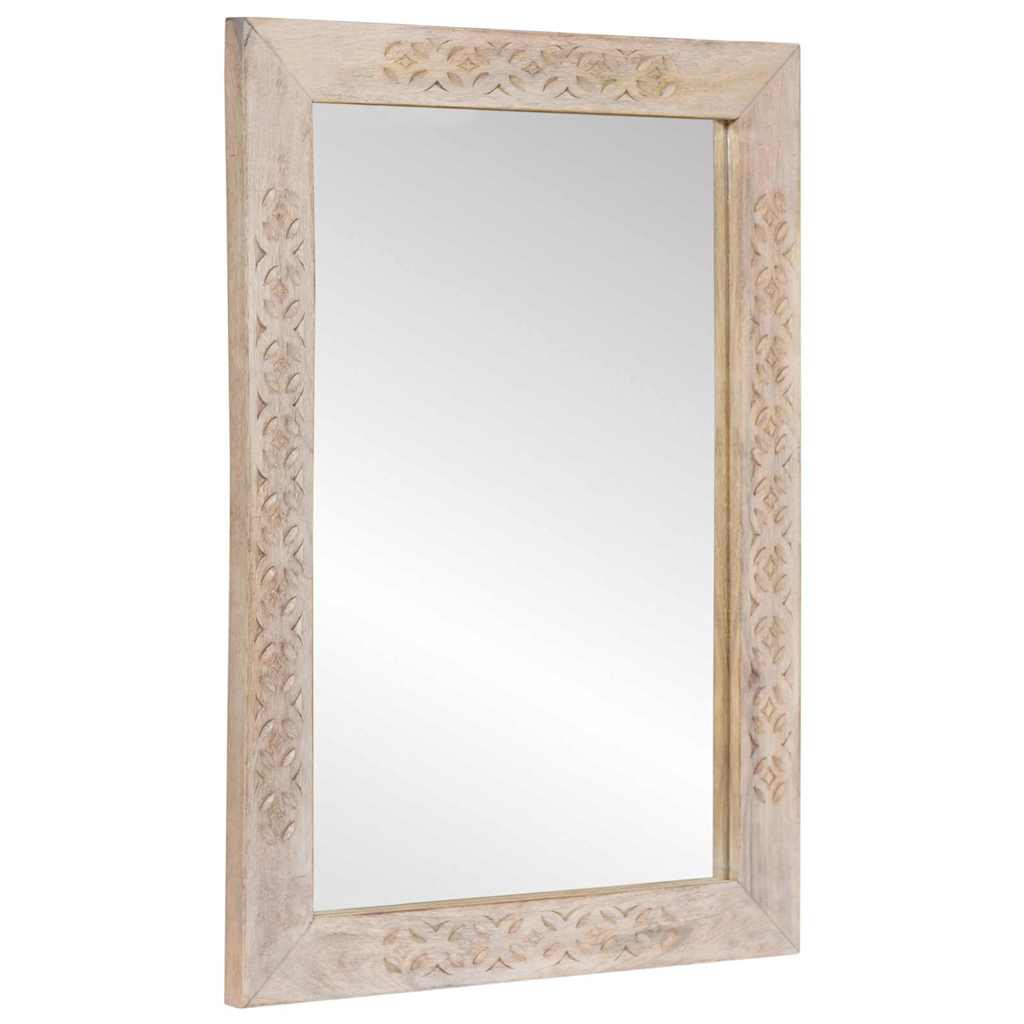 Lustro Z lustrem Biały 57 x 70 x 3 cm lite drewno mango - Leroy Merlin