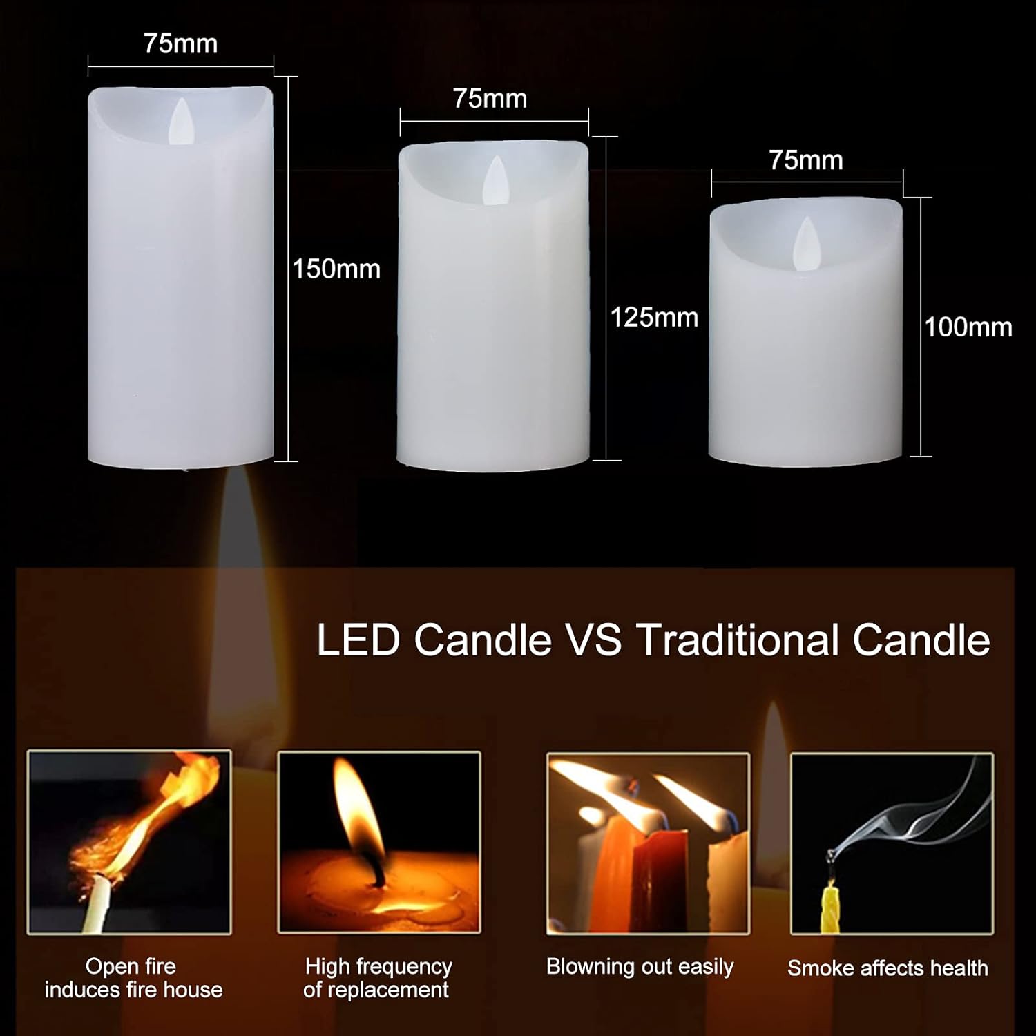 Candela senza fiamma di Halloween con timer da 6 ore, candela a LED in vera cera