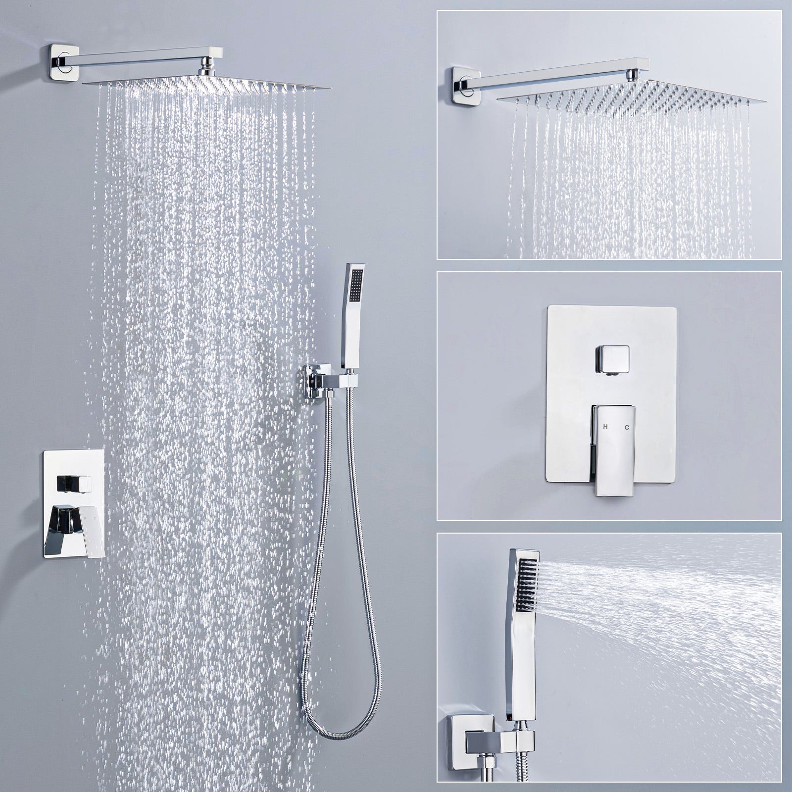 Colonne De Douche Encastr e Chrom e Avec T te Carr e 12 Corps En colonne-de-douche-encastr-e-chrom-e-avec-t-te-carr-e-12-corps-en