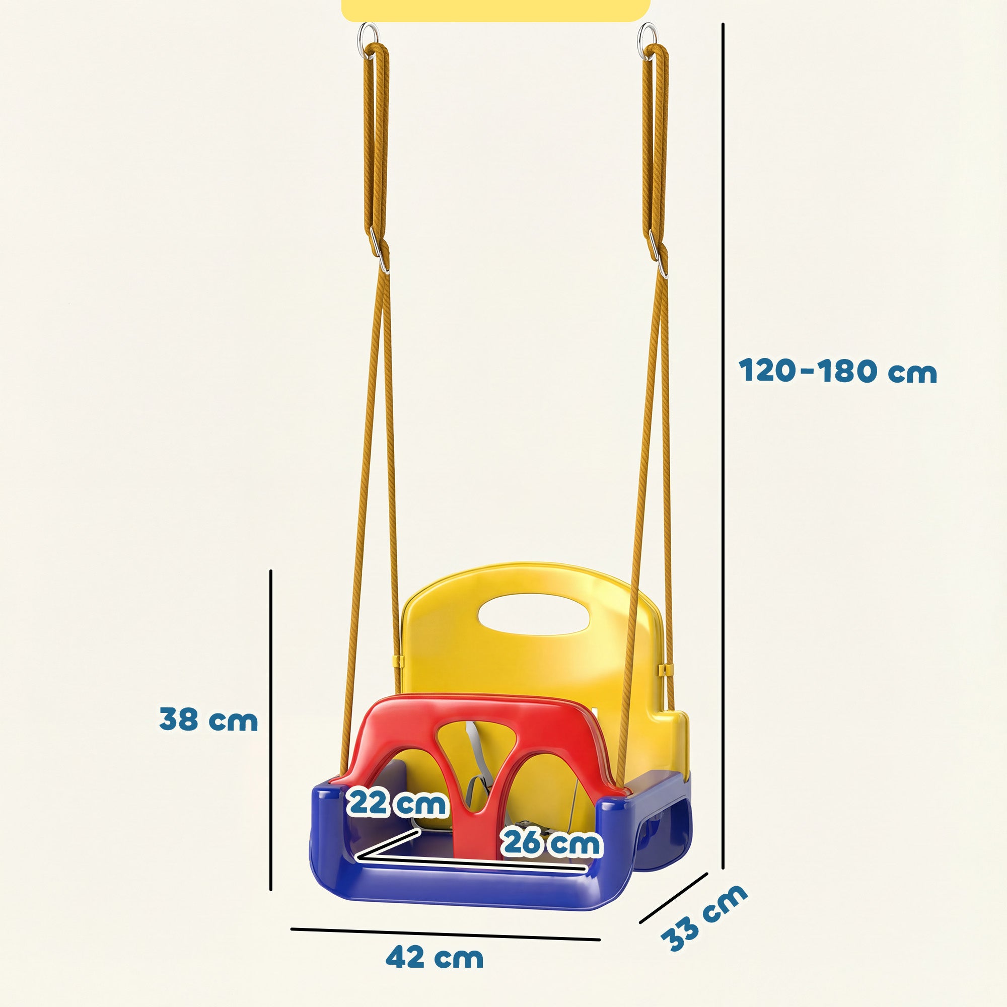 Baloiço Infantil Outsunny PP, PE Azul 42x33x38 cm - 3