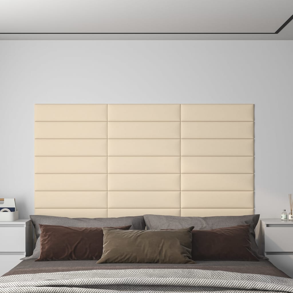 Maison Exclusive - Panneaux muraux 12 pcs Crème 60x15 cm Tissu 1,08 m² ...