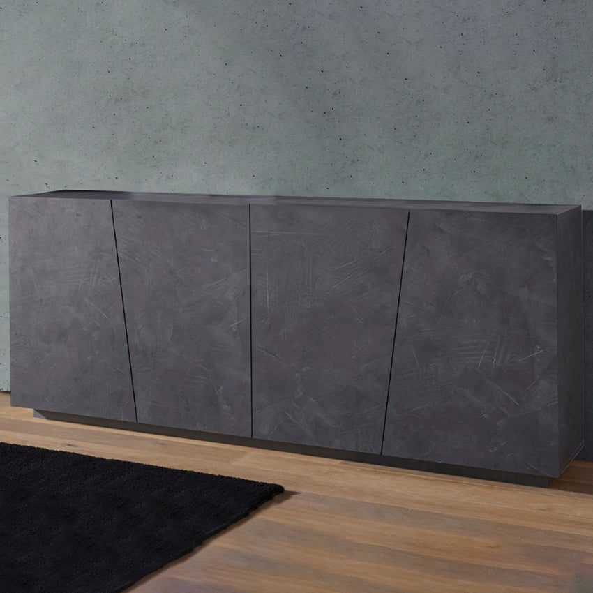 Web Furniture  Aparador Mueble Salón 200 Cm 4 Compartimentos 2 Puertas Pizarra Vega Day , Leroy Merlin