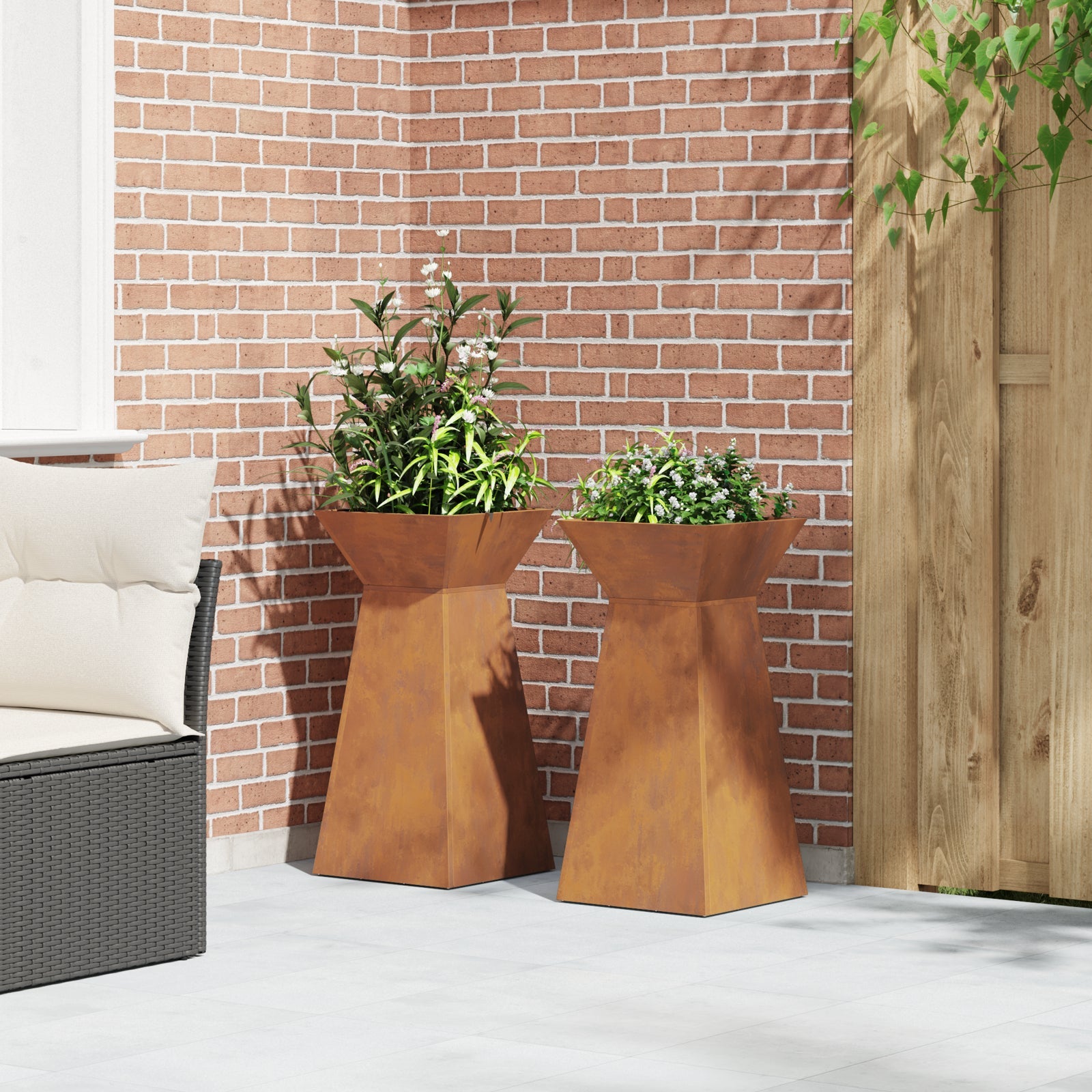 Donica słupowa 2 pcs Srebrny 35 x 35 x 73 cm vidaXL