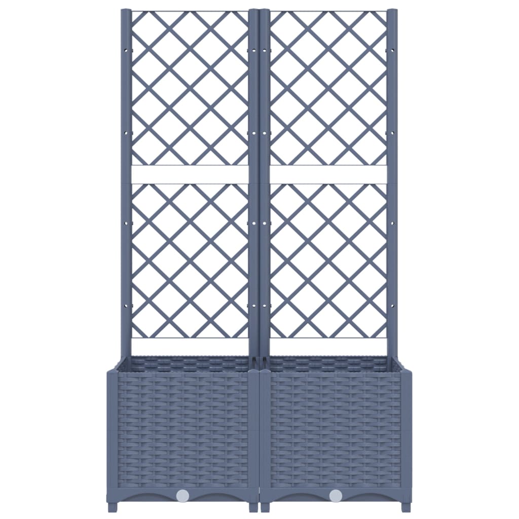 Maison Exclusive - Vaso de jardim com treliça azul-acinzentado 80x40x136 cm PP - 4