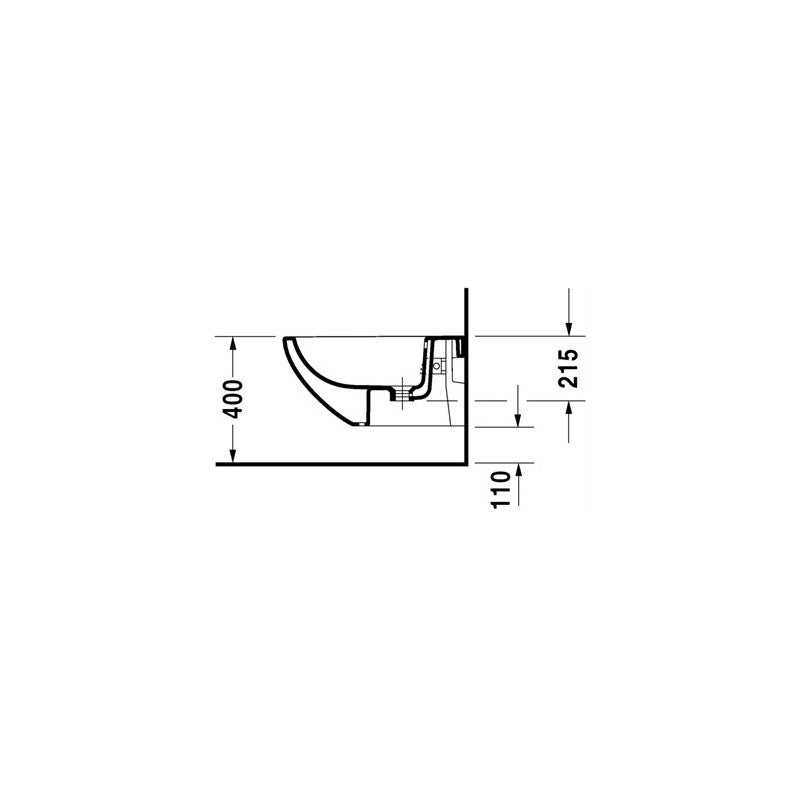 Duravit bidet mural Architec 570mm avec trop-plein, avec plage de robinetterie, 1 trou pour robinetterie, blanc, 2531150000 - 4