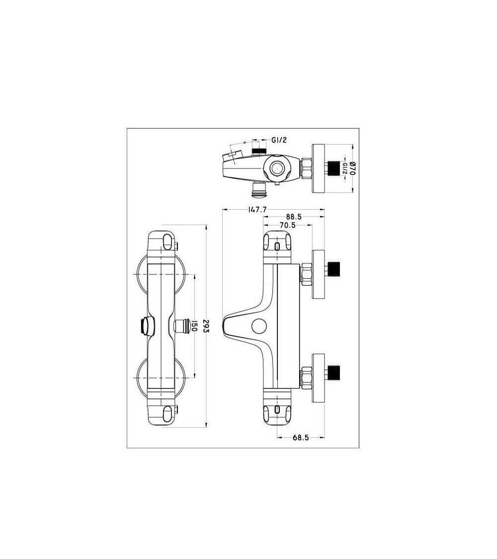 ROUSSEAU Robinet mitigeur thermostatique baignoire et douche Volga 2 - 2