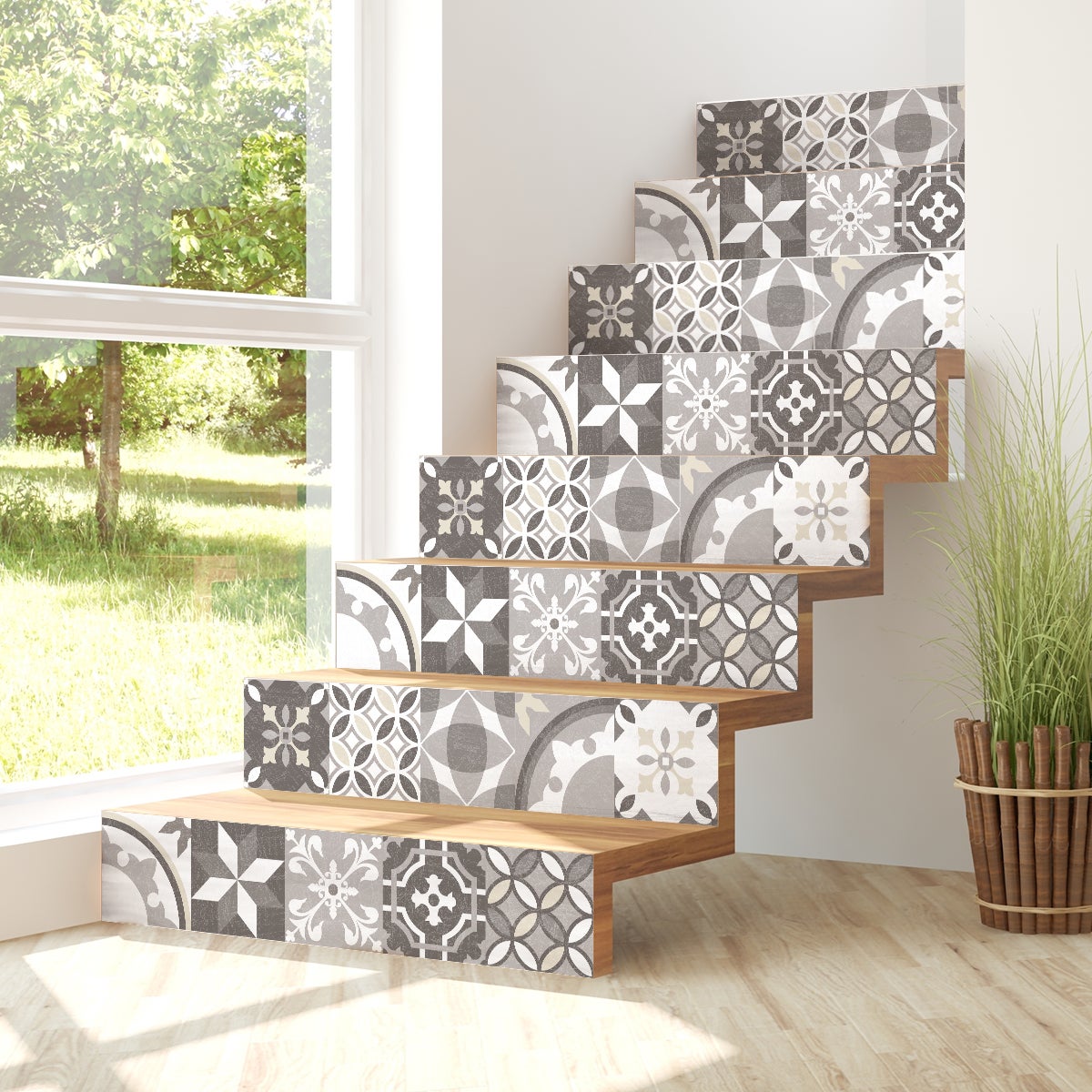 Vinilos tubo de subida baldosas de cemento beverllia x 2 - adhesivo pared - sticker revestimiento - 2tirasde15cmx105cm